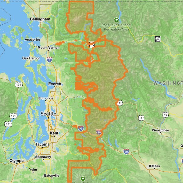 Mt. Baker-Snoqualmie National Forest mobile static map