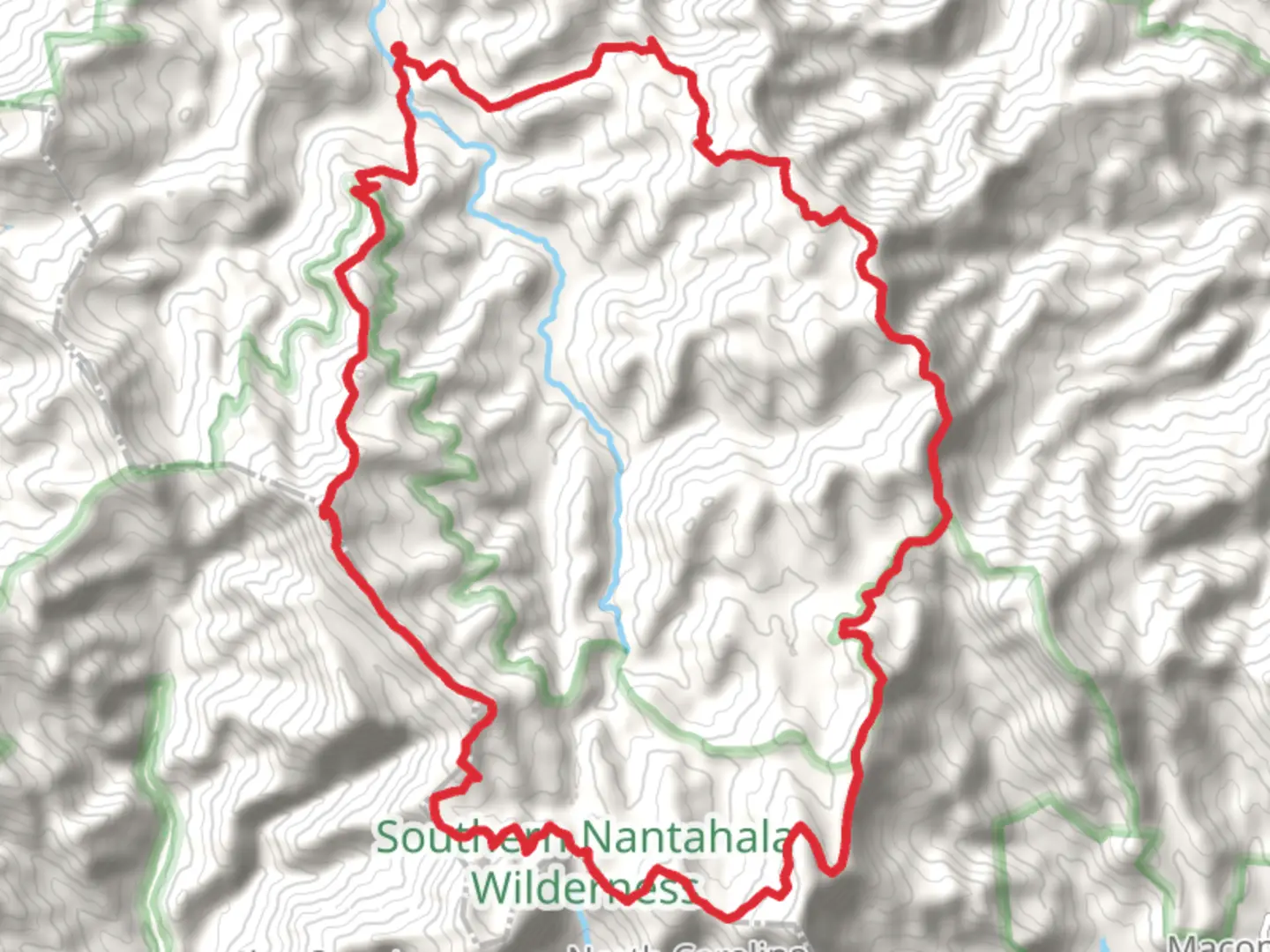 An image depicting the trail Standing Indian, Beech Gap, Pinnacle Mountain and Glassmine Gap Loop and its surrounding area.