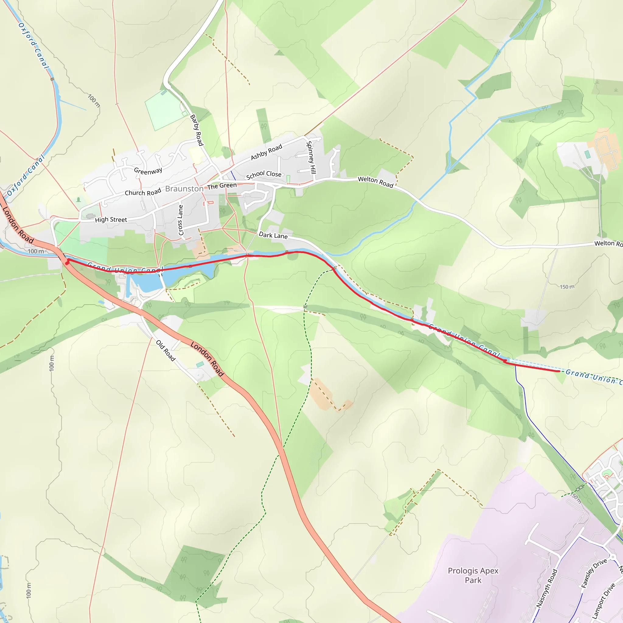 Grand Union Canal Walk from Braunston mobile static map