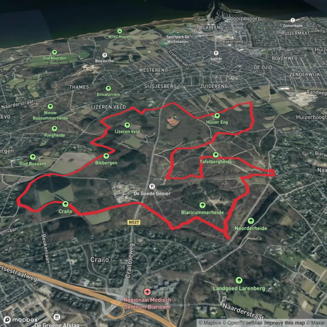 An image depicting the trail Wandeling rondom crailo en tafelbergheide and its surrounding area.