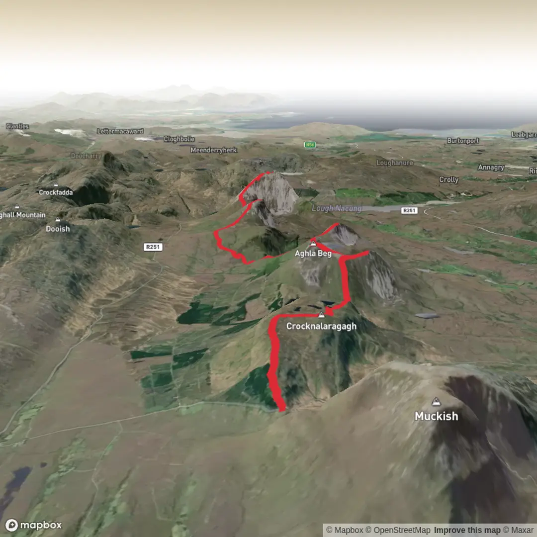 An image depicting the trail Ireland 7 Summits Seven sisters - Intermediate and its surrounding area.