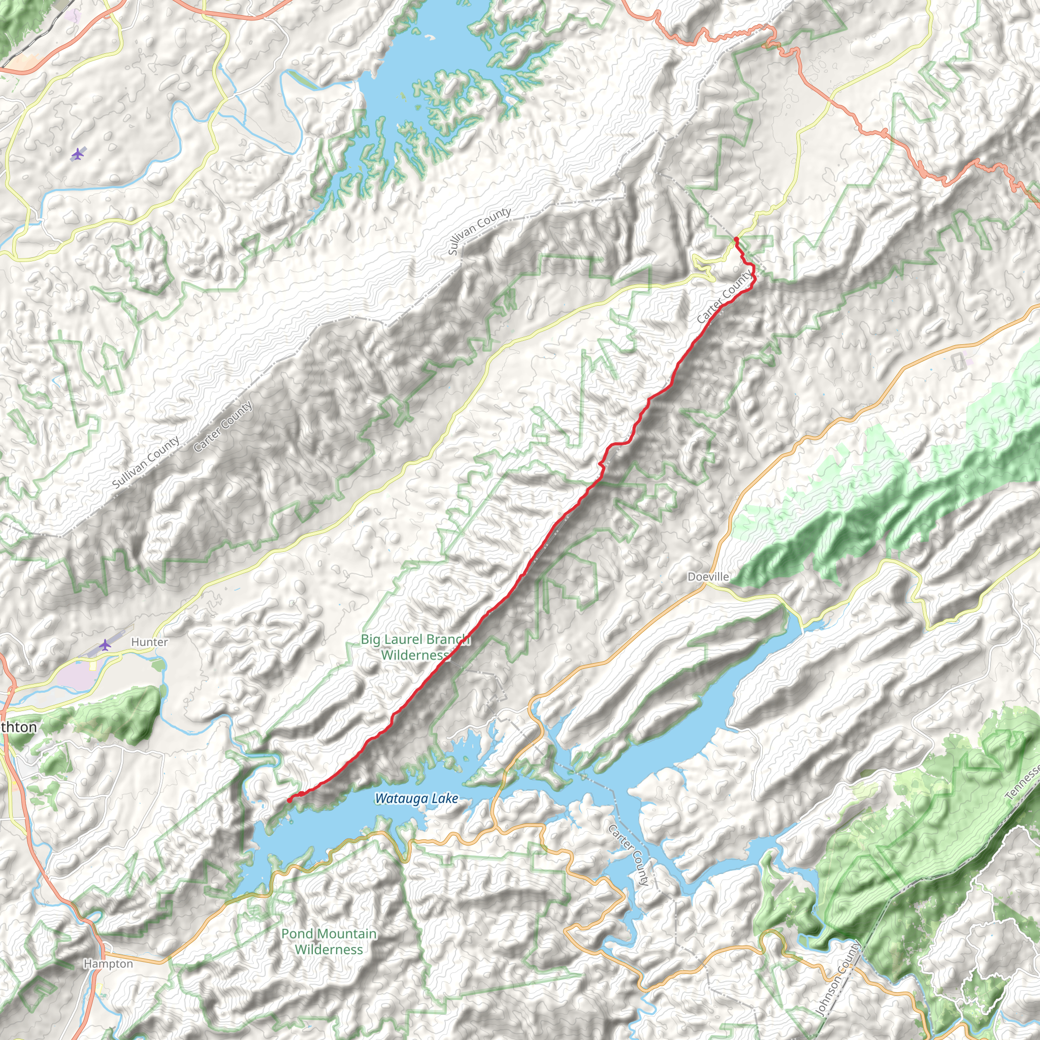 Appalachian Trail from Cross Mountain Road mobile static map