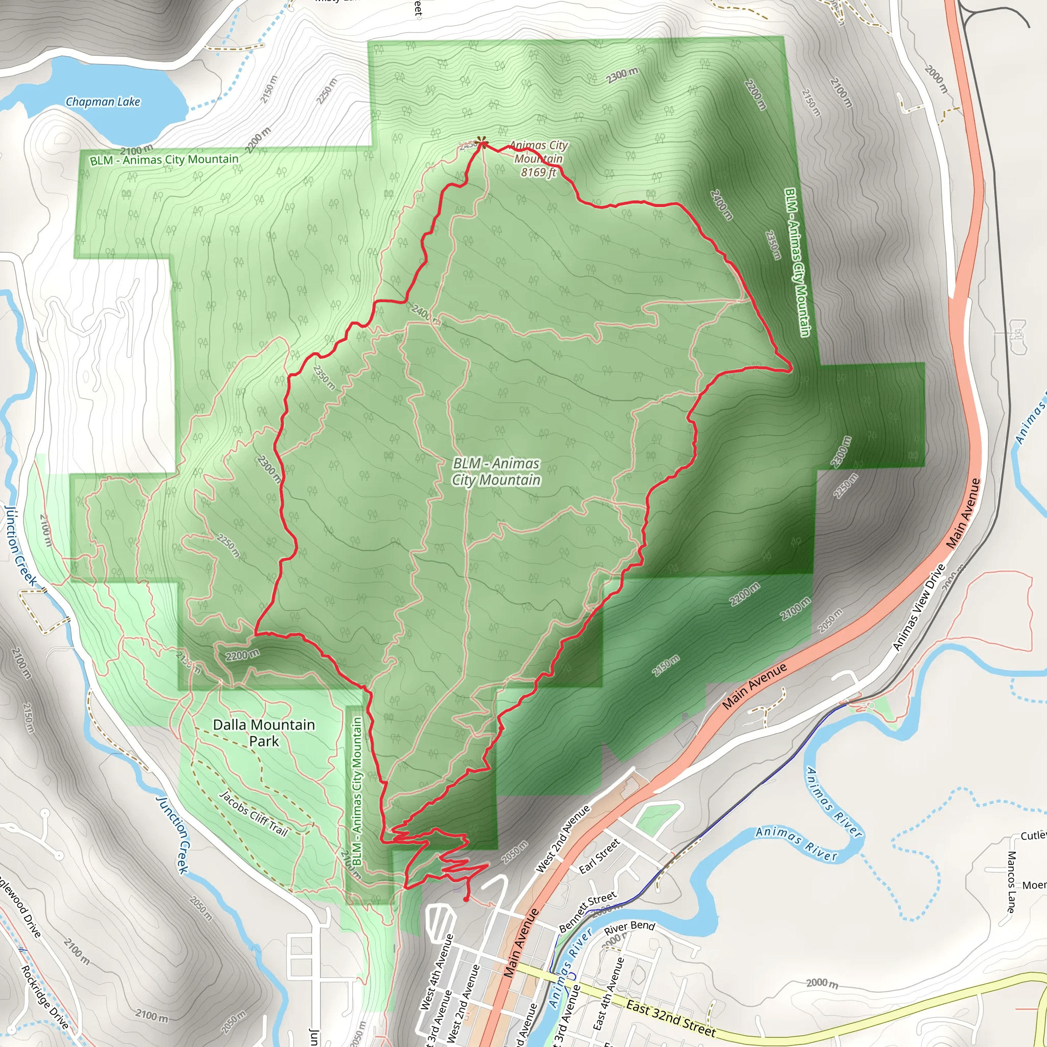Animas City Mountain Loop Trail mobile static map