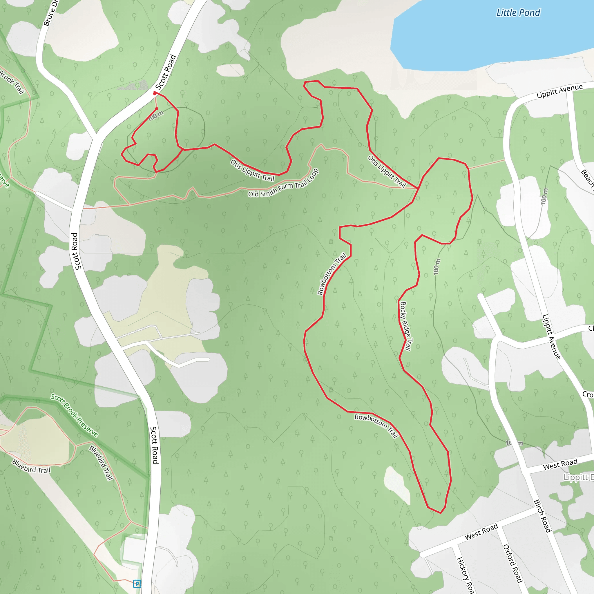 Otis Lippitt Trail and Rowbottom Loop Trail mobile static map