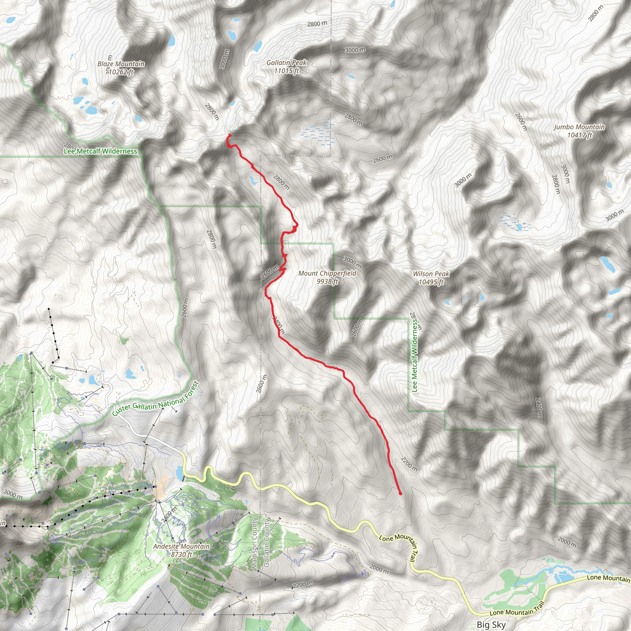 Bear Basin Trail Out and Back mobile static map