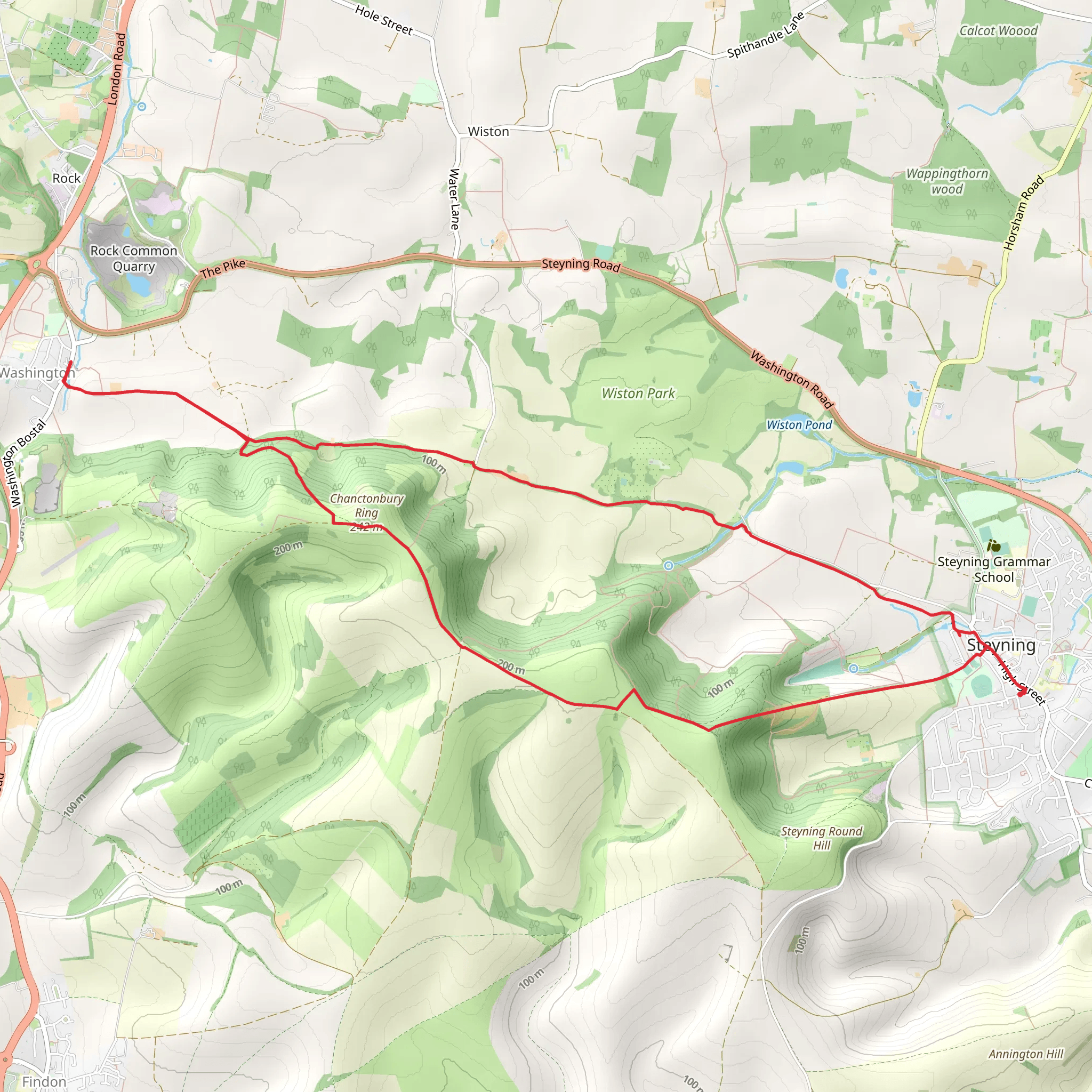 Chanctonbury and Washington mobile static map
