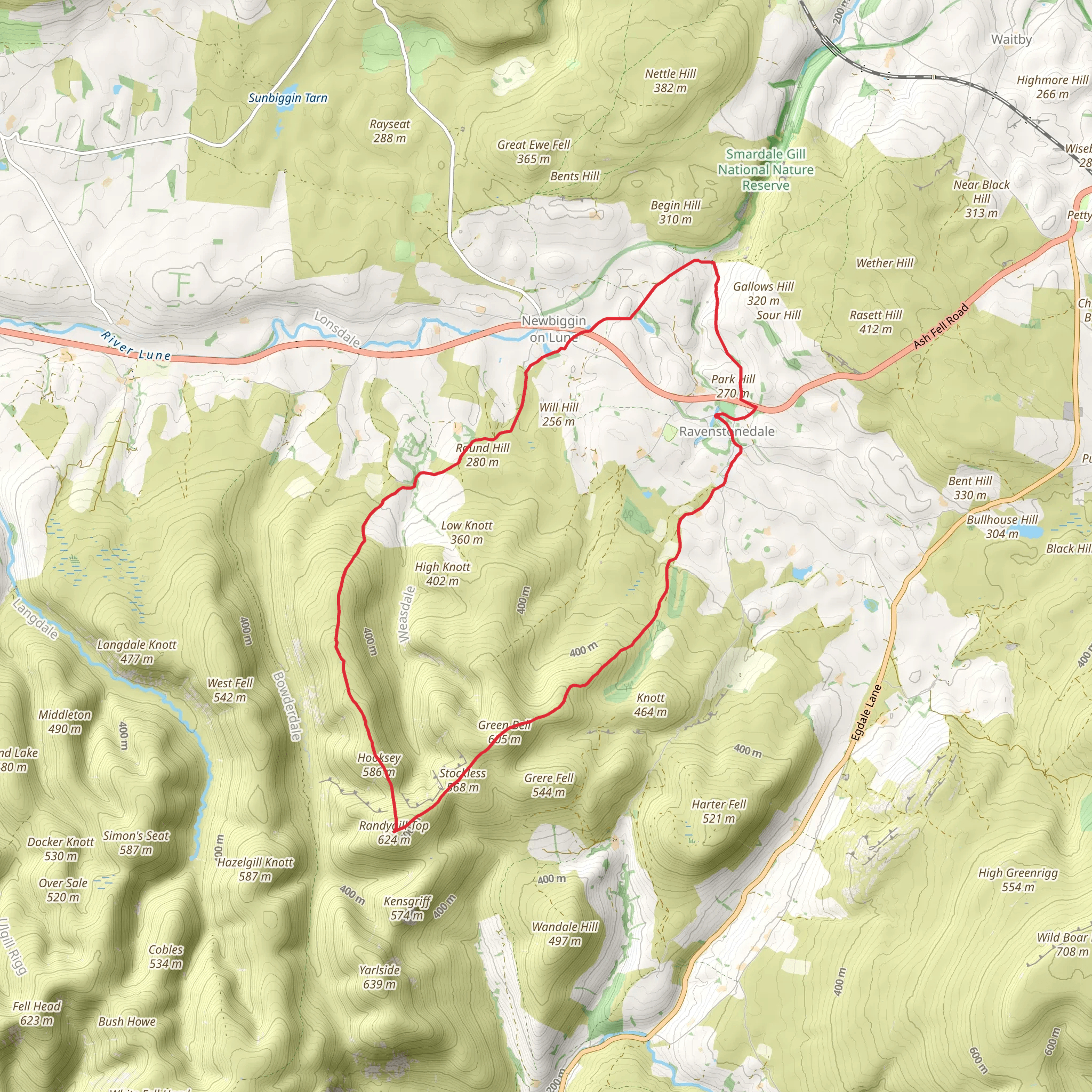 Green Bell Stockless Randygill Top and Park Hill via Dales High Way mobile static map