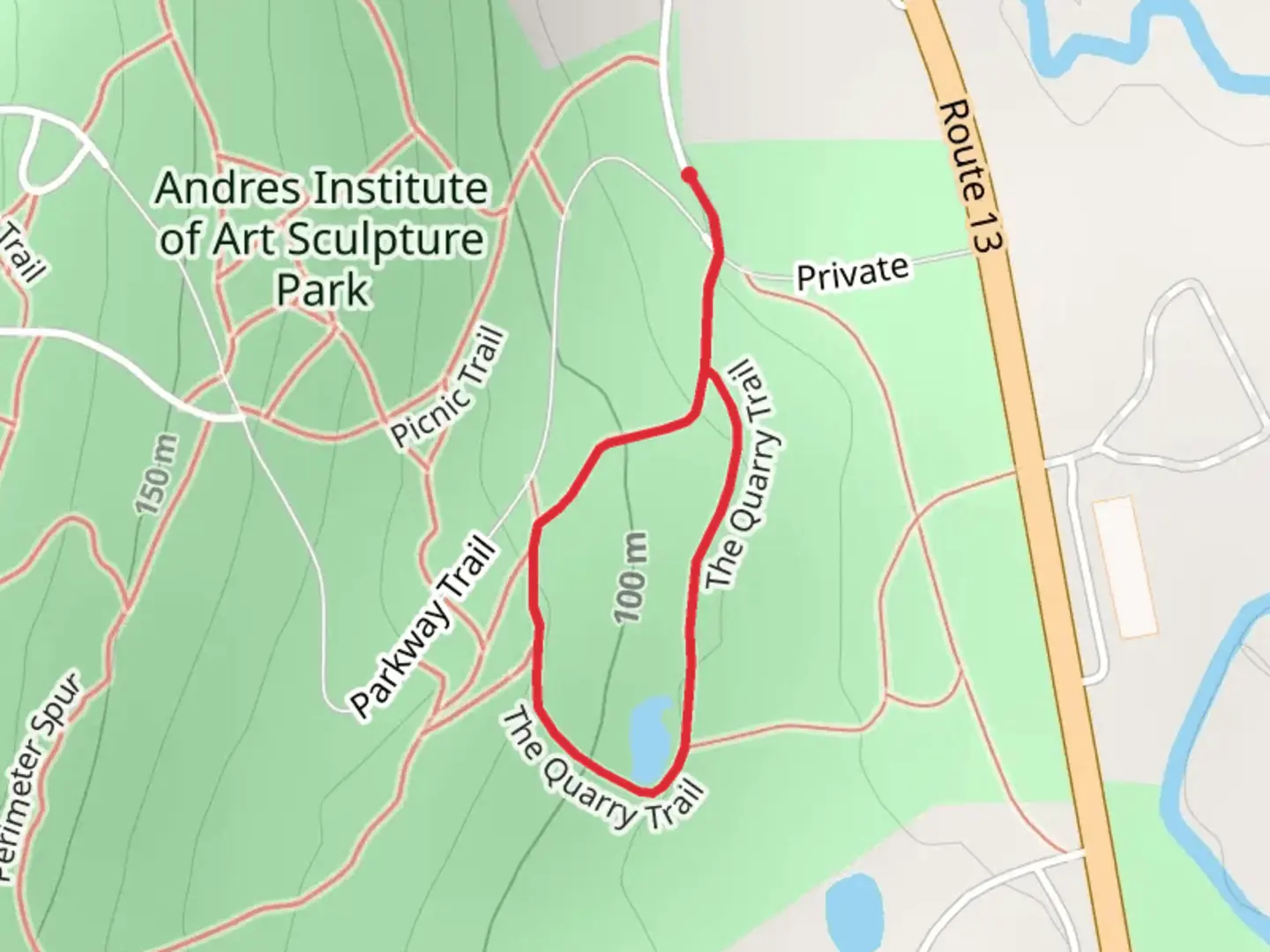 An image depicting the trail Quarry Pond Loop Trail and its surrounding area.