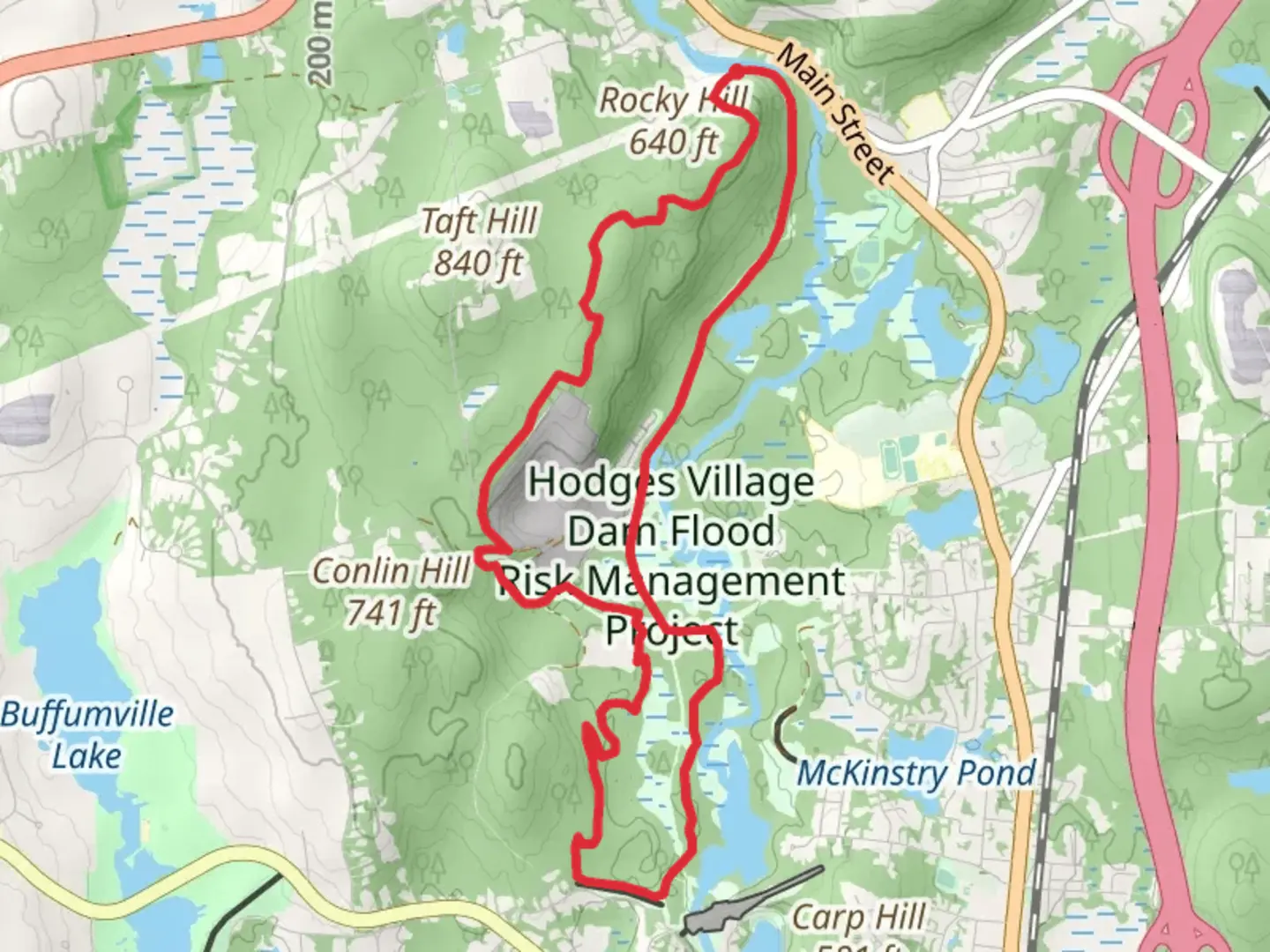 An image depicting the trail Sand and Gravel Pit Loop and its surrounding area.