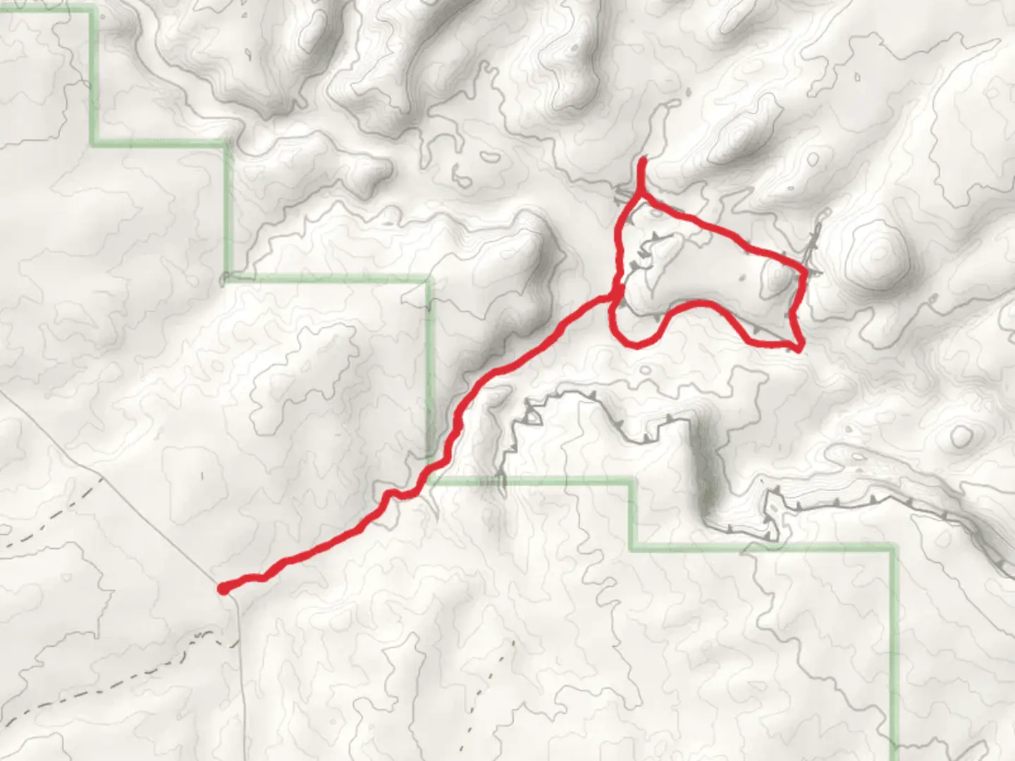 An image depicting the trail Tunnel and Zebra Slot Loop Trail and its surrounding area.