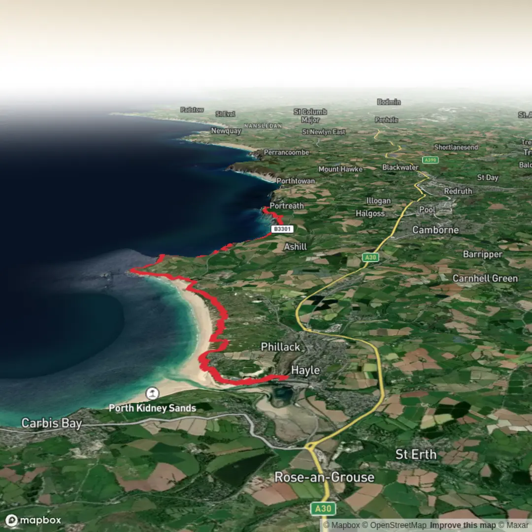 An image depicting the trail St Gothian Sands and The Knavocks and Western Hill and its surrounding area.