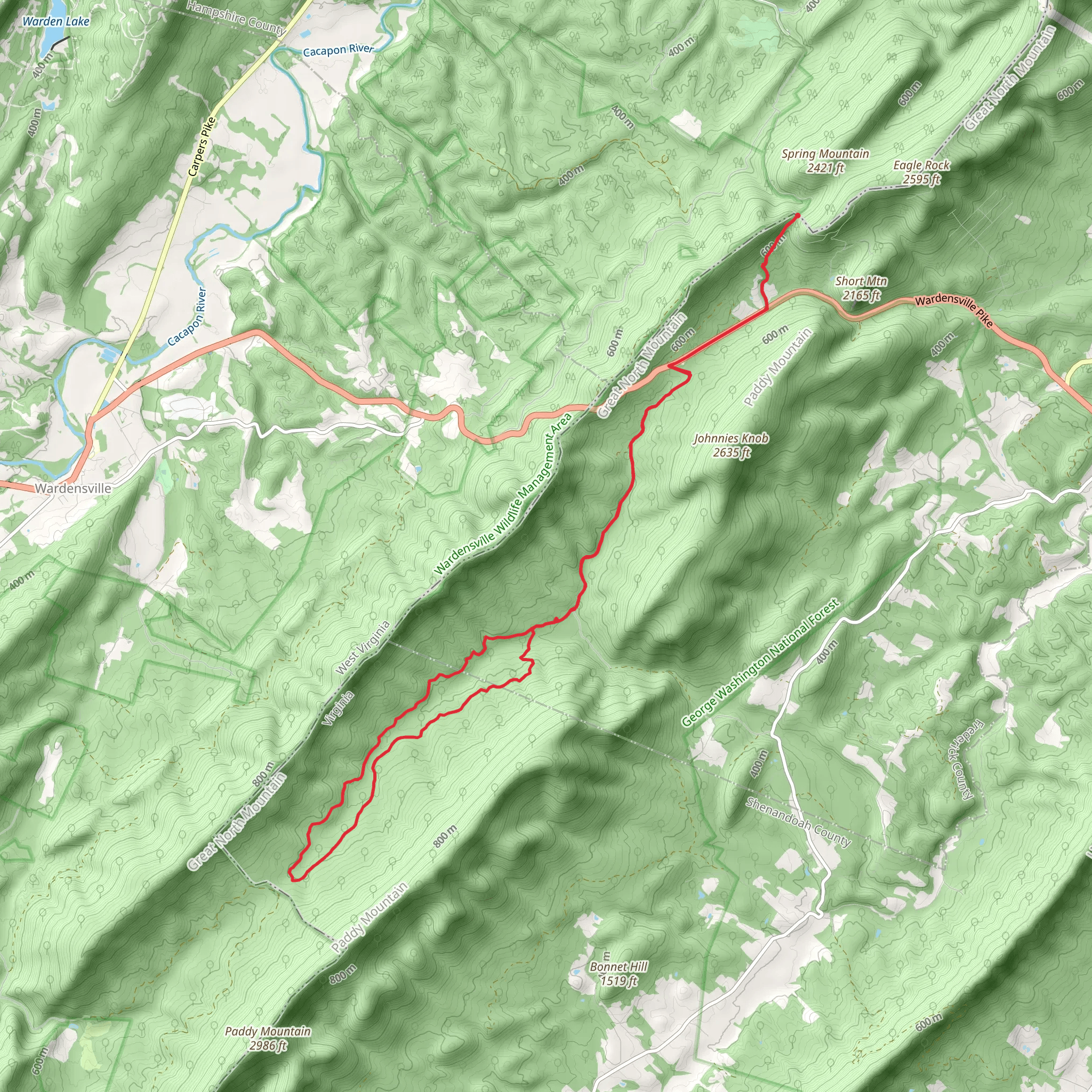 Vance's Cove Loop via Cold Spring Gap mobile static map