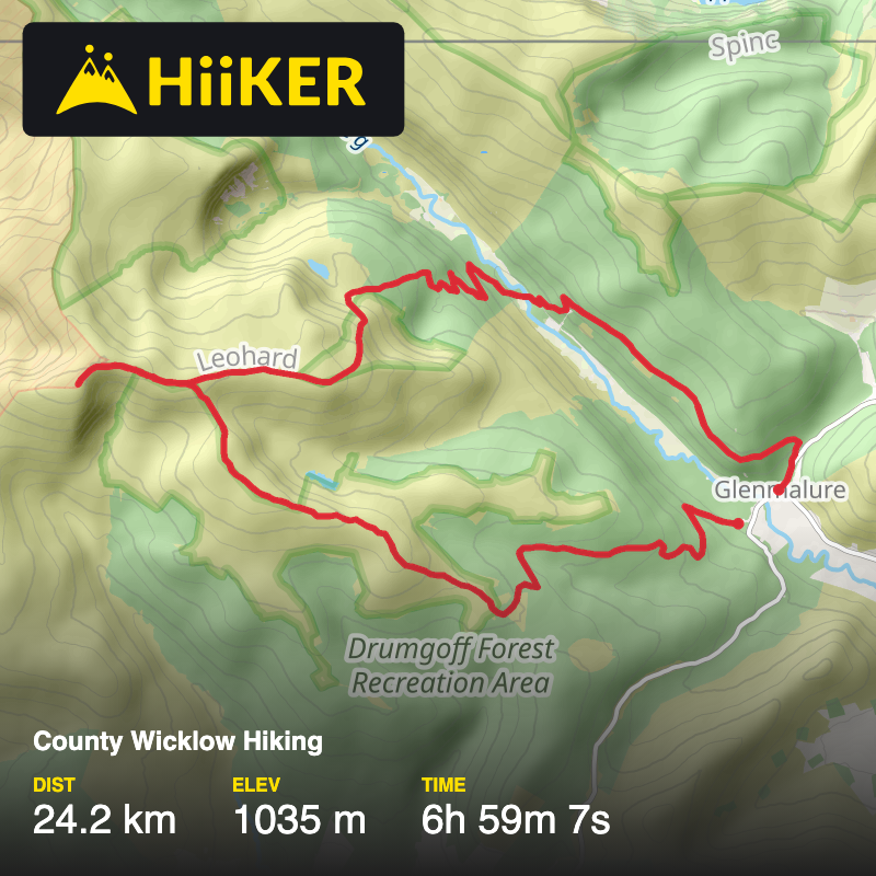A map preview of the recording County Wicklow Hiking.