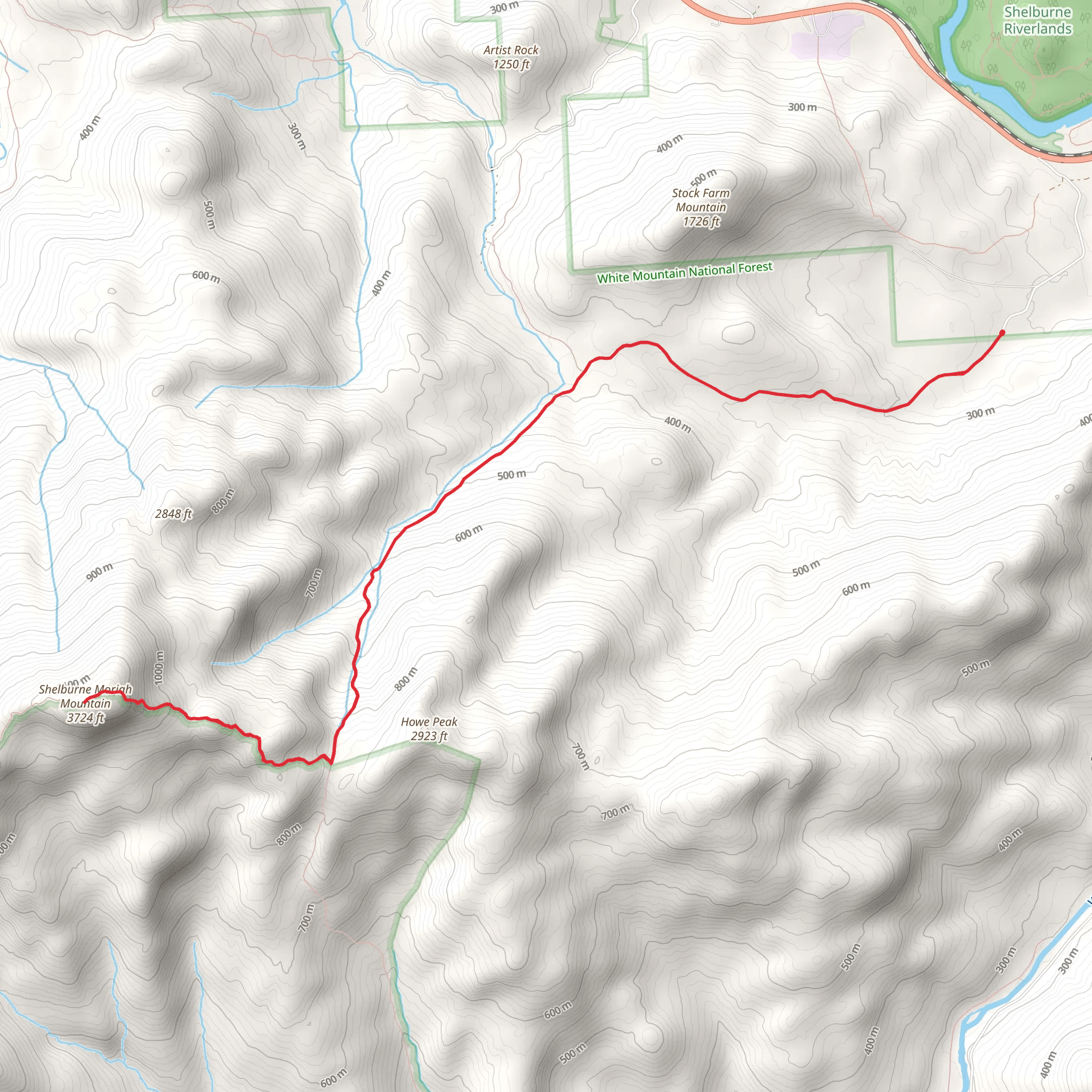 Shelburne Moriah Mountain via Shelburne Trail mobile static map