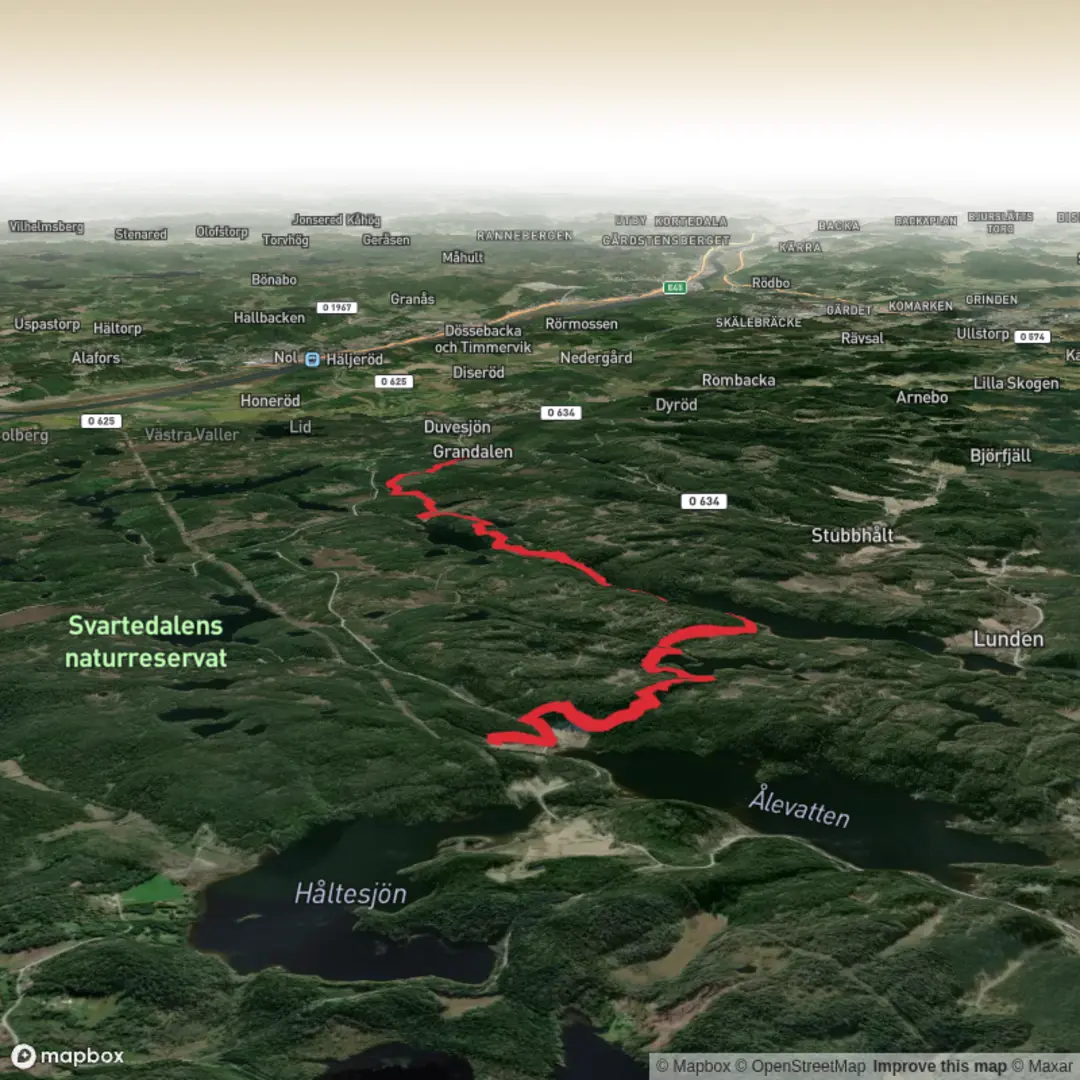An image depicting the trail Bohusleden Stage 20 and its surrounding area.