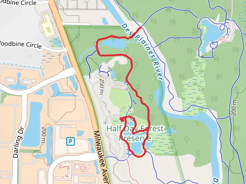 Des Plaines River Trail from Half Day Forest Preserve