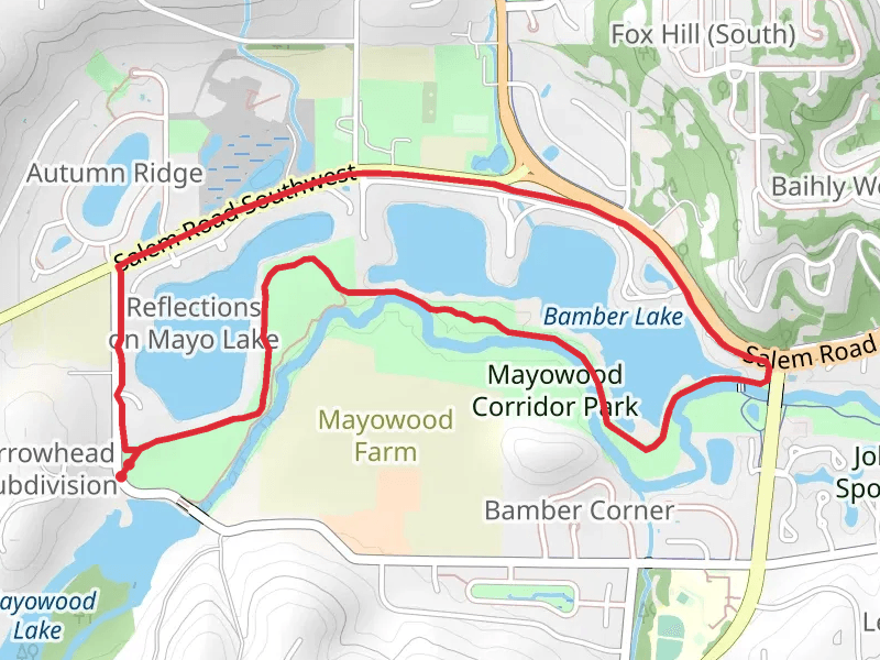 Mayo Lake Bamber Lake via Mayowood Corridor County Park Loop