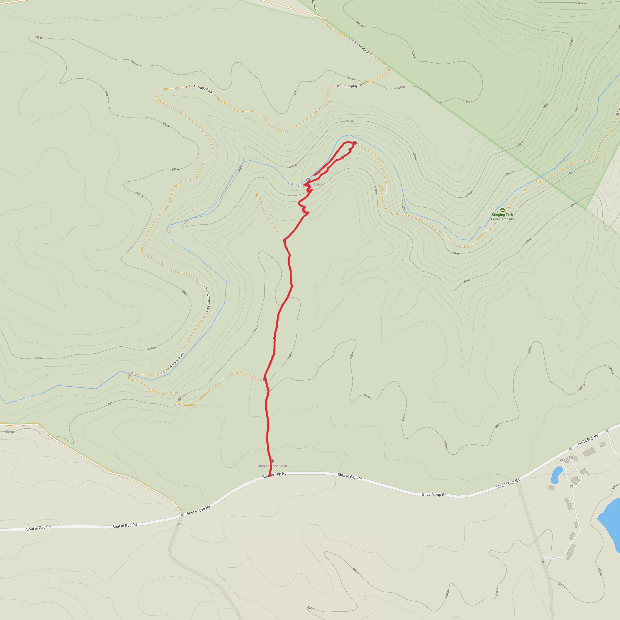 Stinging Fork Falls mobile static map