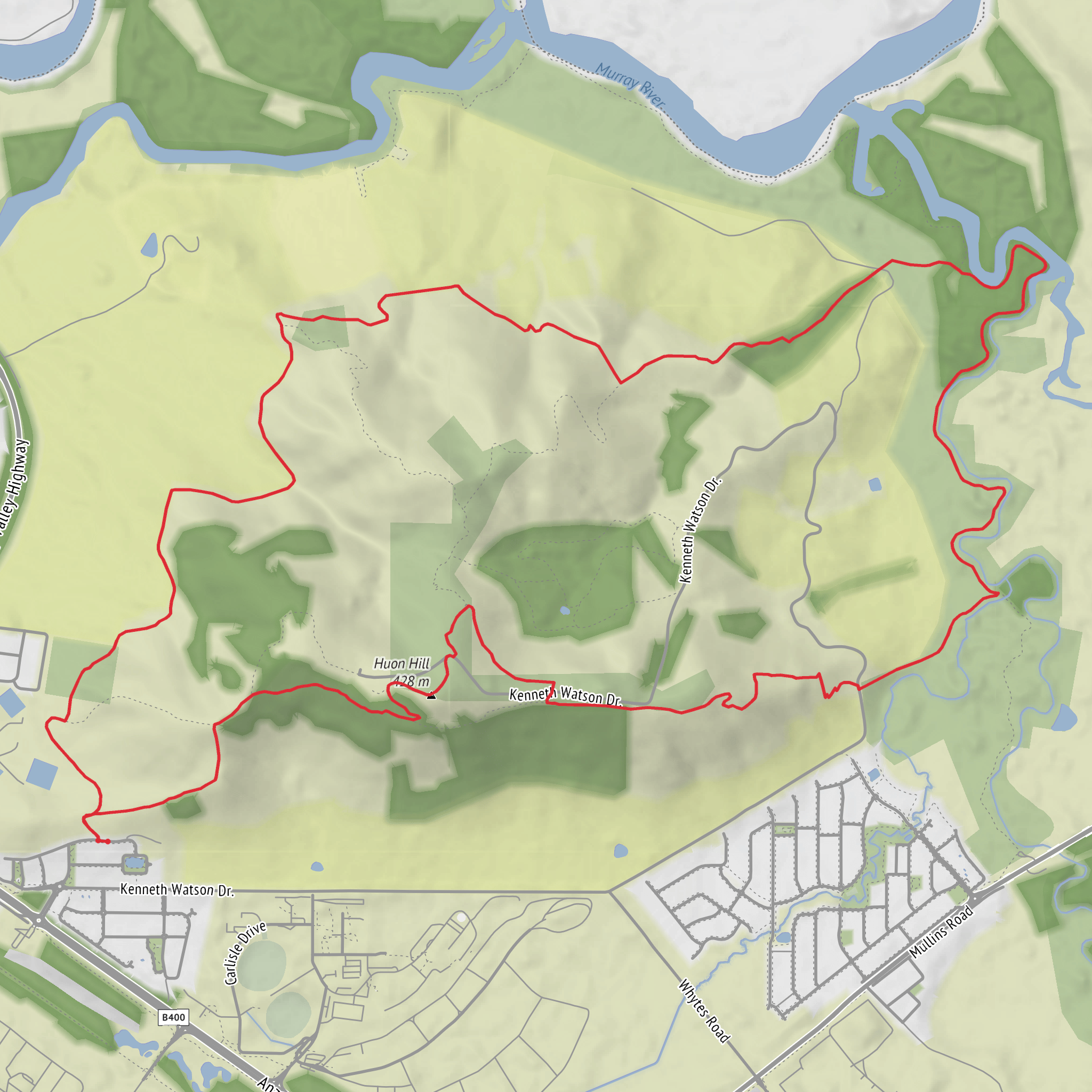 Hike from Albury via Huon Hill Lookout mobile static map