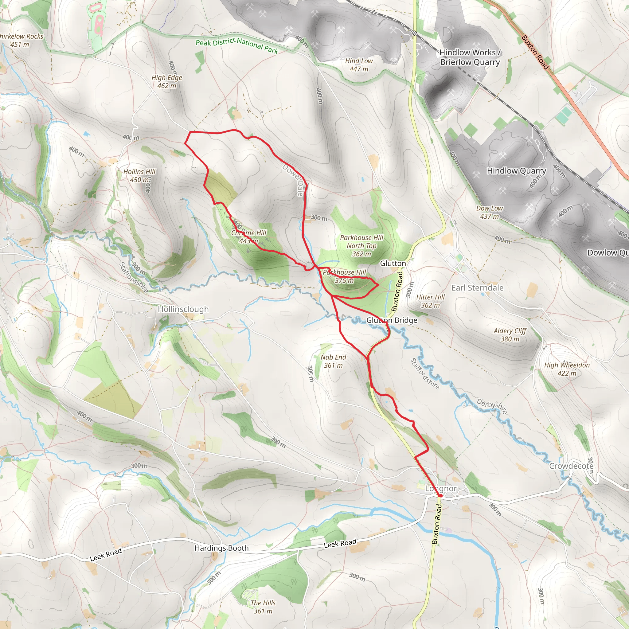 Parkhouse Hill and Chrome Hill Loop mobile static map