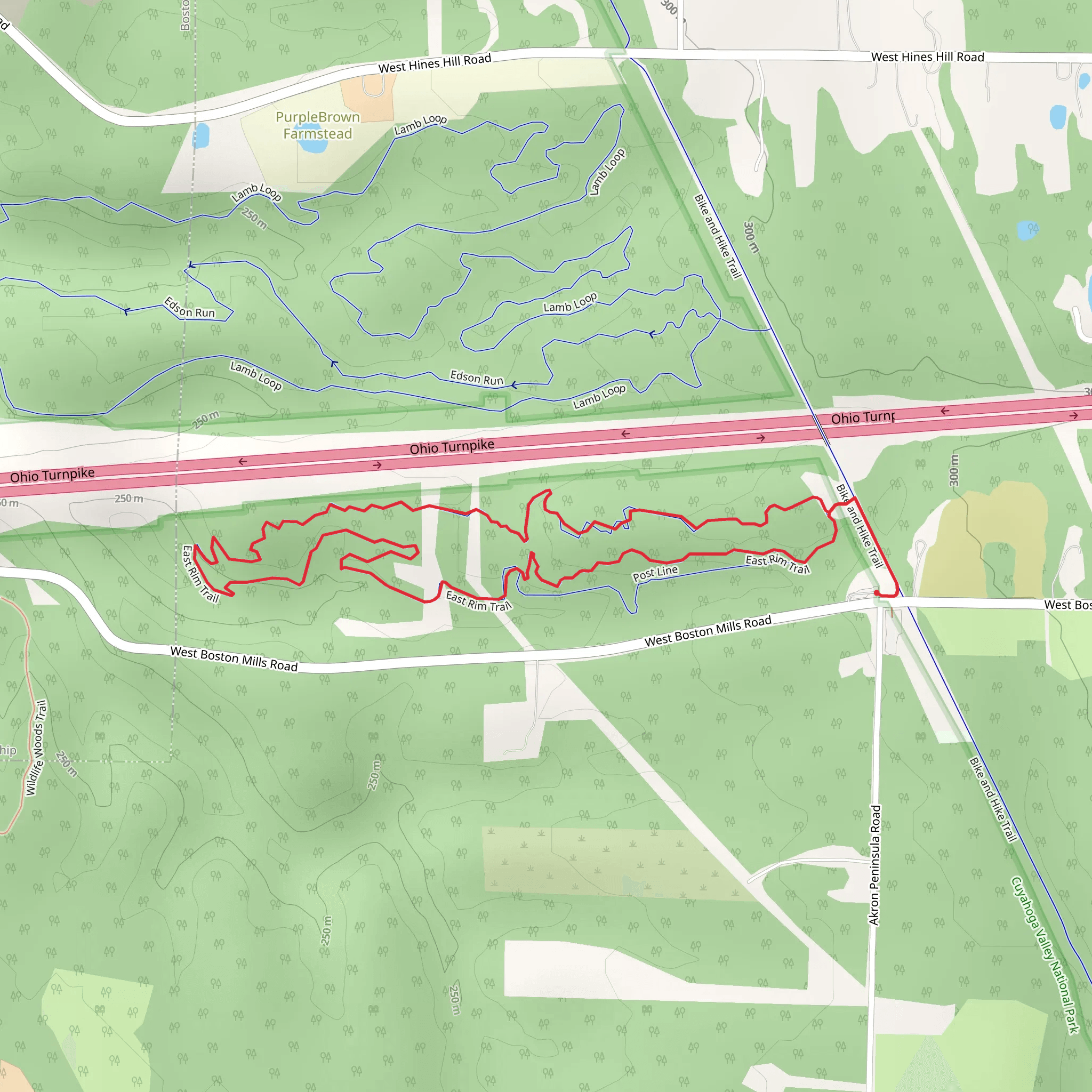 East Rim Trail mobile static map