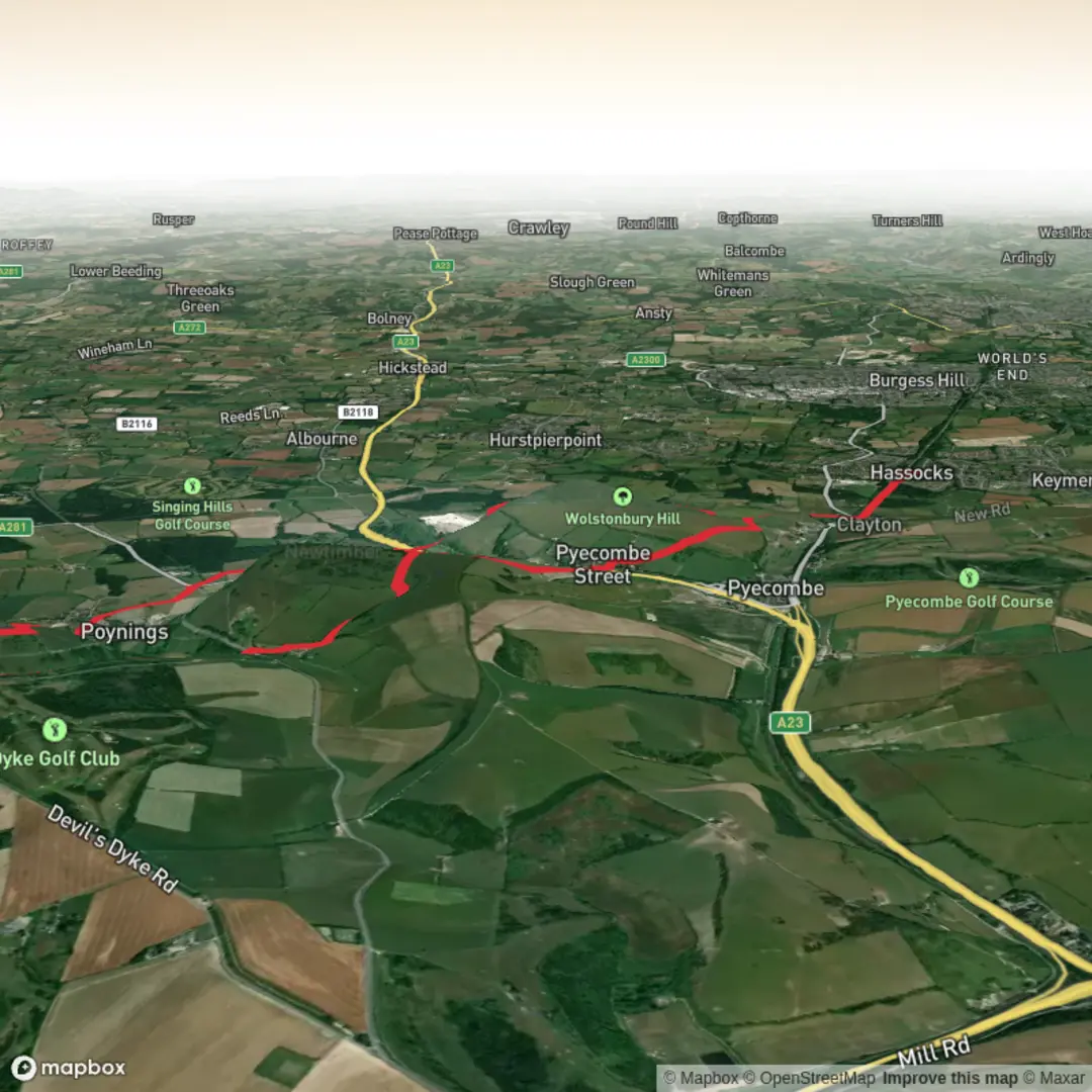 An image depicting the trail Hassocks, Devils Dkye, and Wolstonbury Hill and its surrounding area.