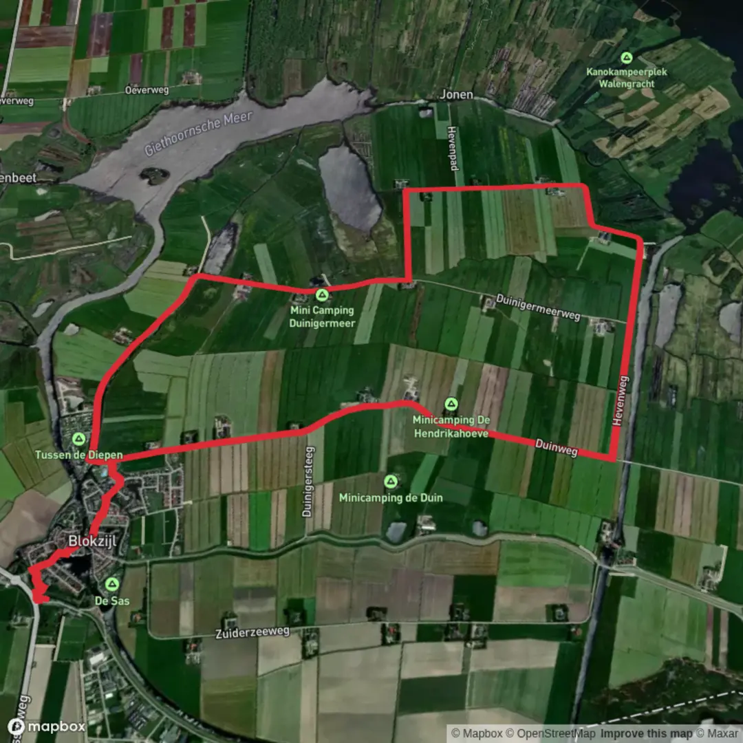 An image depicting the trail Leeuwterveld Loop via Heven Weg and its surrounding area.