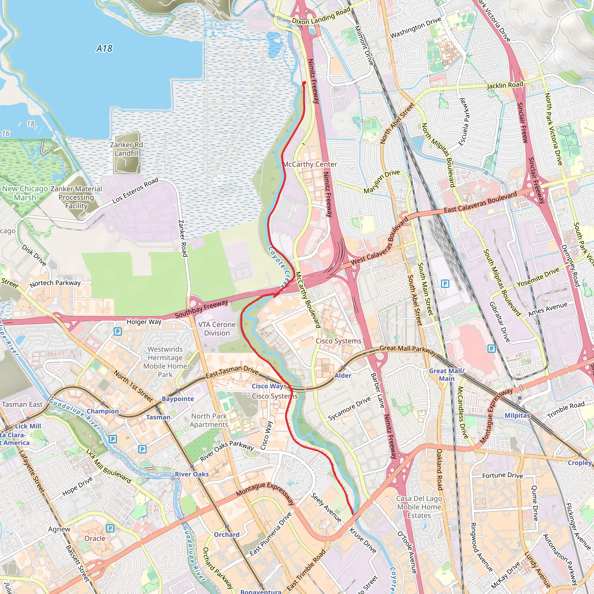 Coyote Creek Trail mobile static map