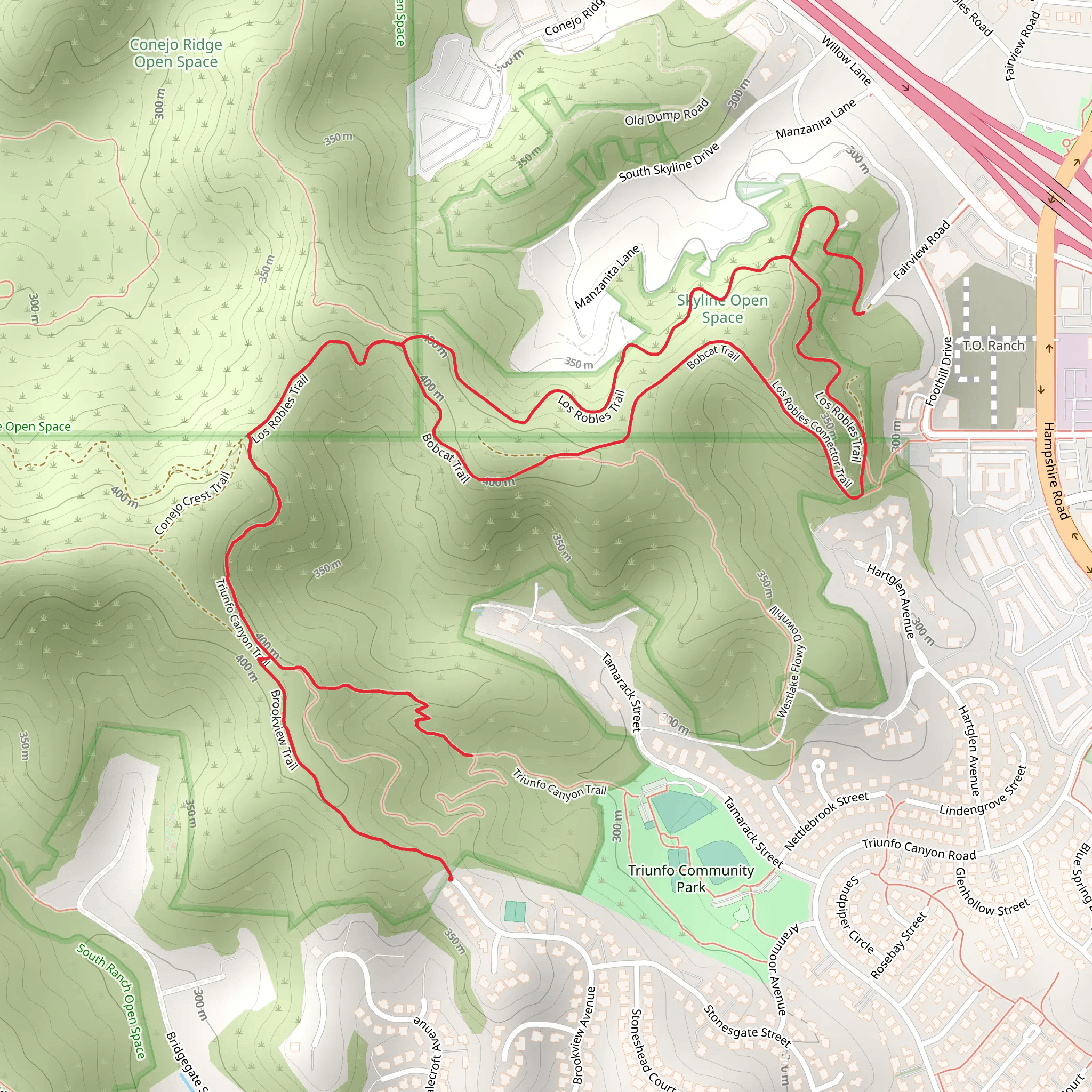 Los Robles and Fairview Loop Trail mobile static map