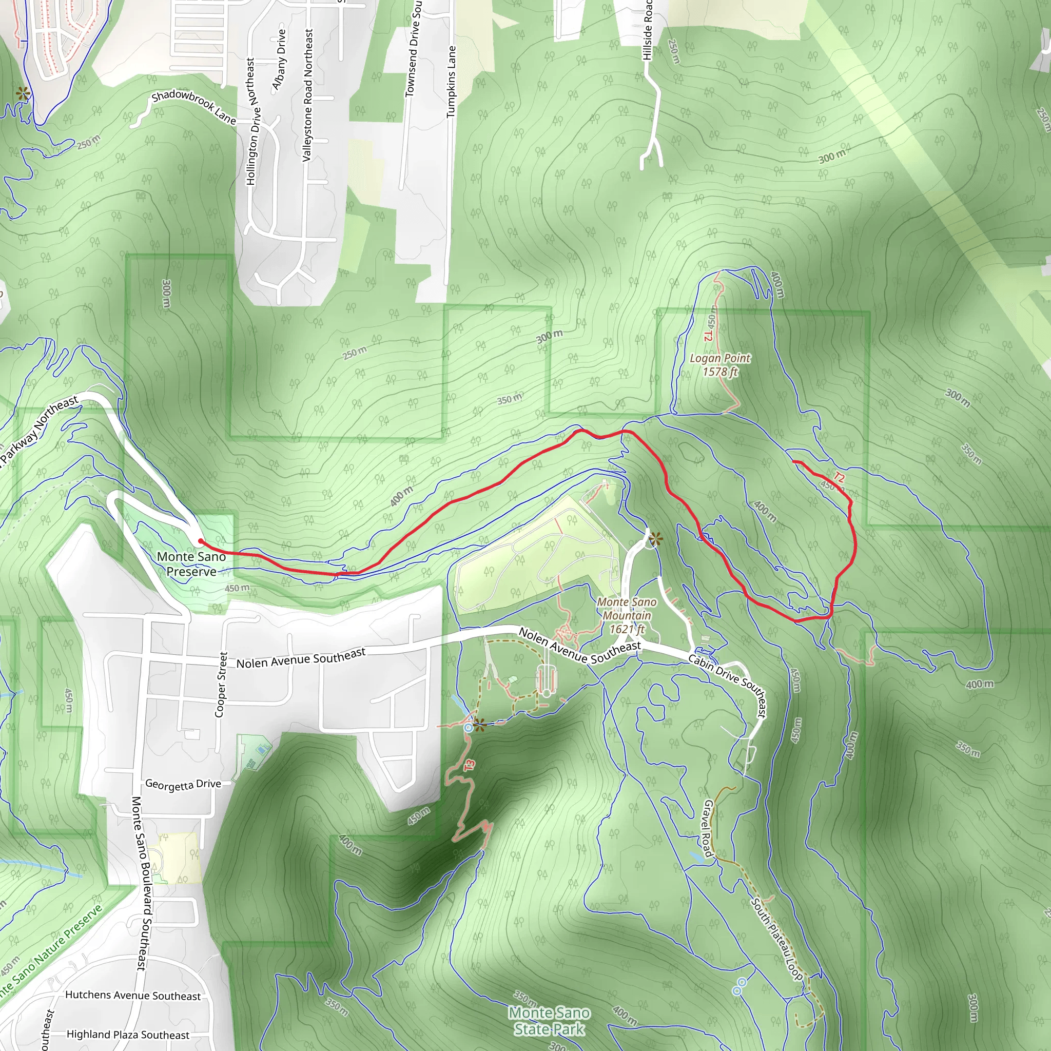 Stone Cuts and Mountain Mist Trail mobile static map