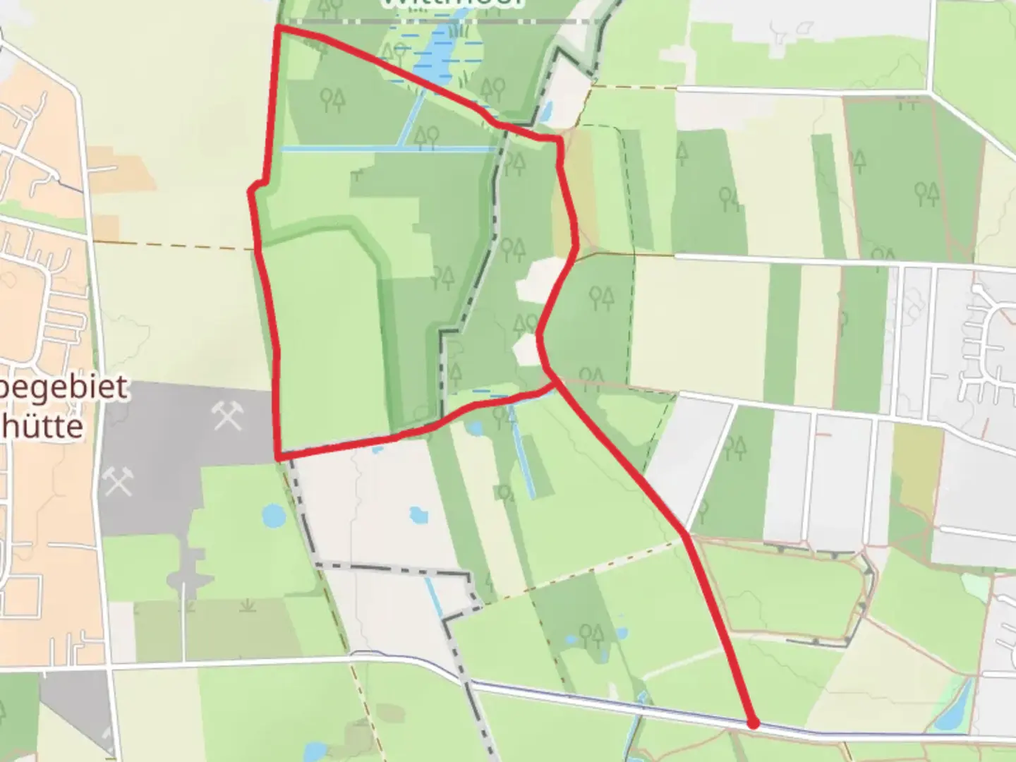An image depicting the trail Am Wittmoor and Am Moor Loop and its surrounding area.