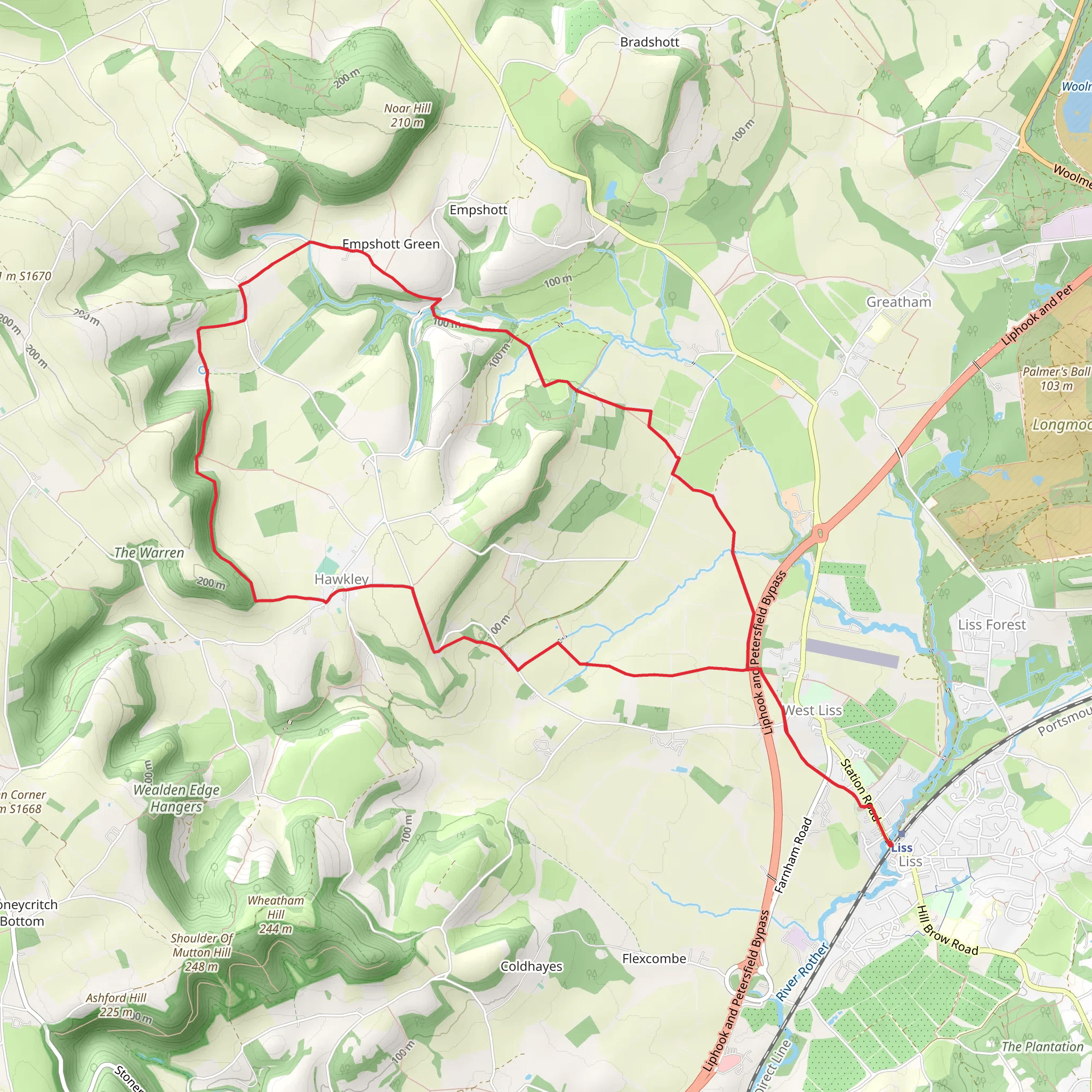Liss, Empshott and Hawkley Loop mobile static map