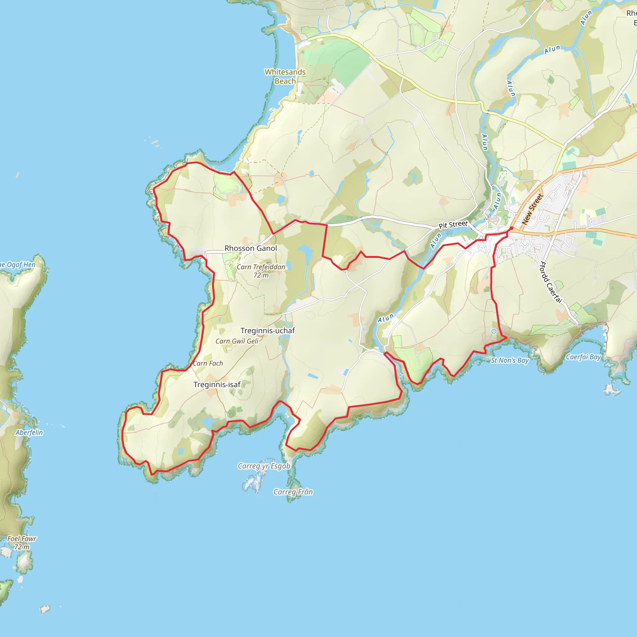 St. David's & Coast Path Circular mobile static map