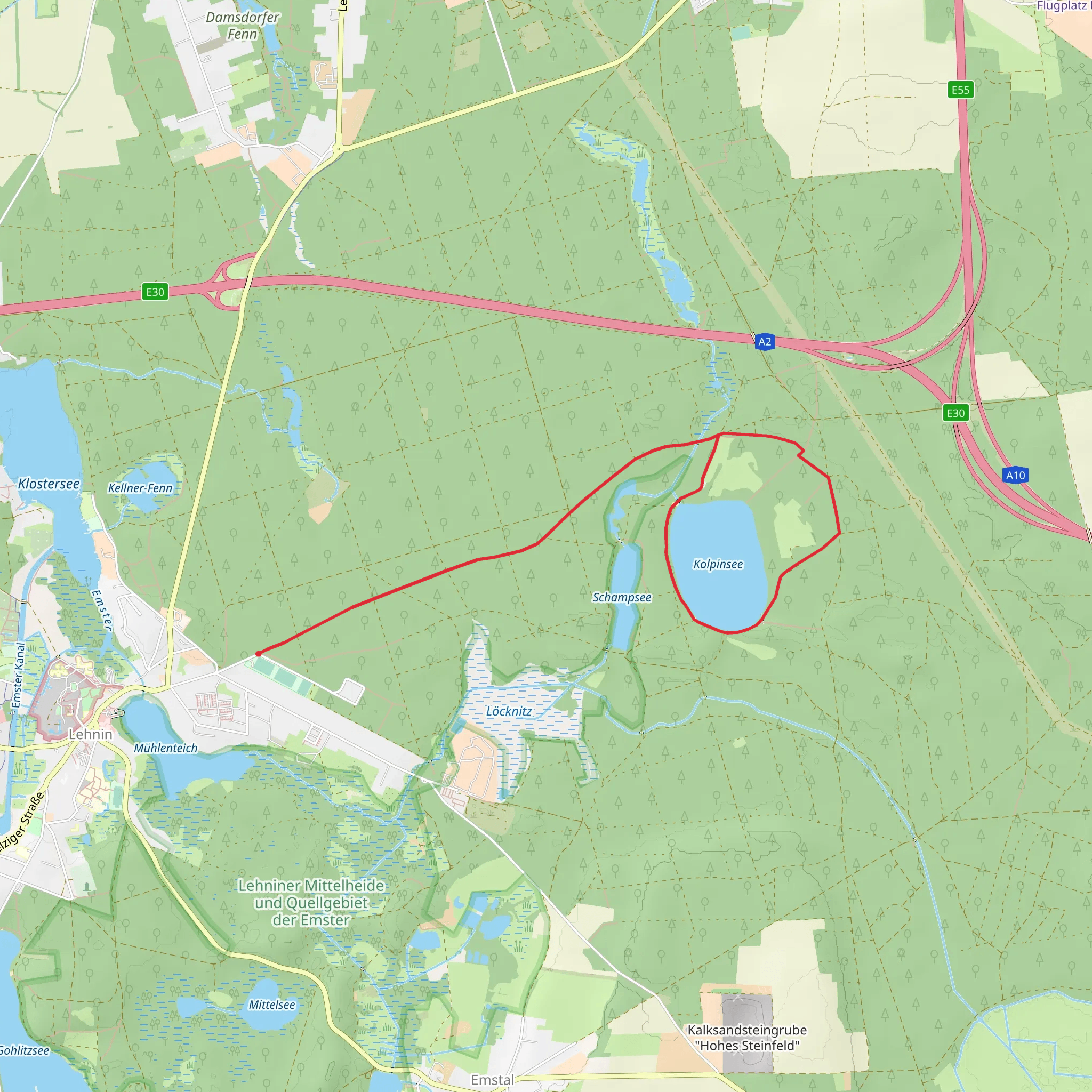 Kolpinsee Loop via Rundwanderweg Kolpinsee mobile static map