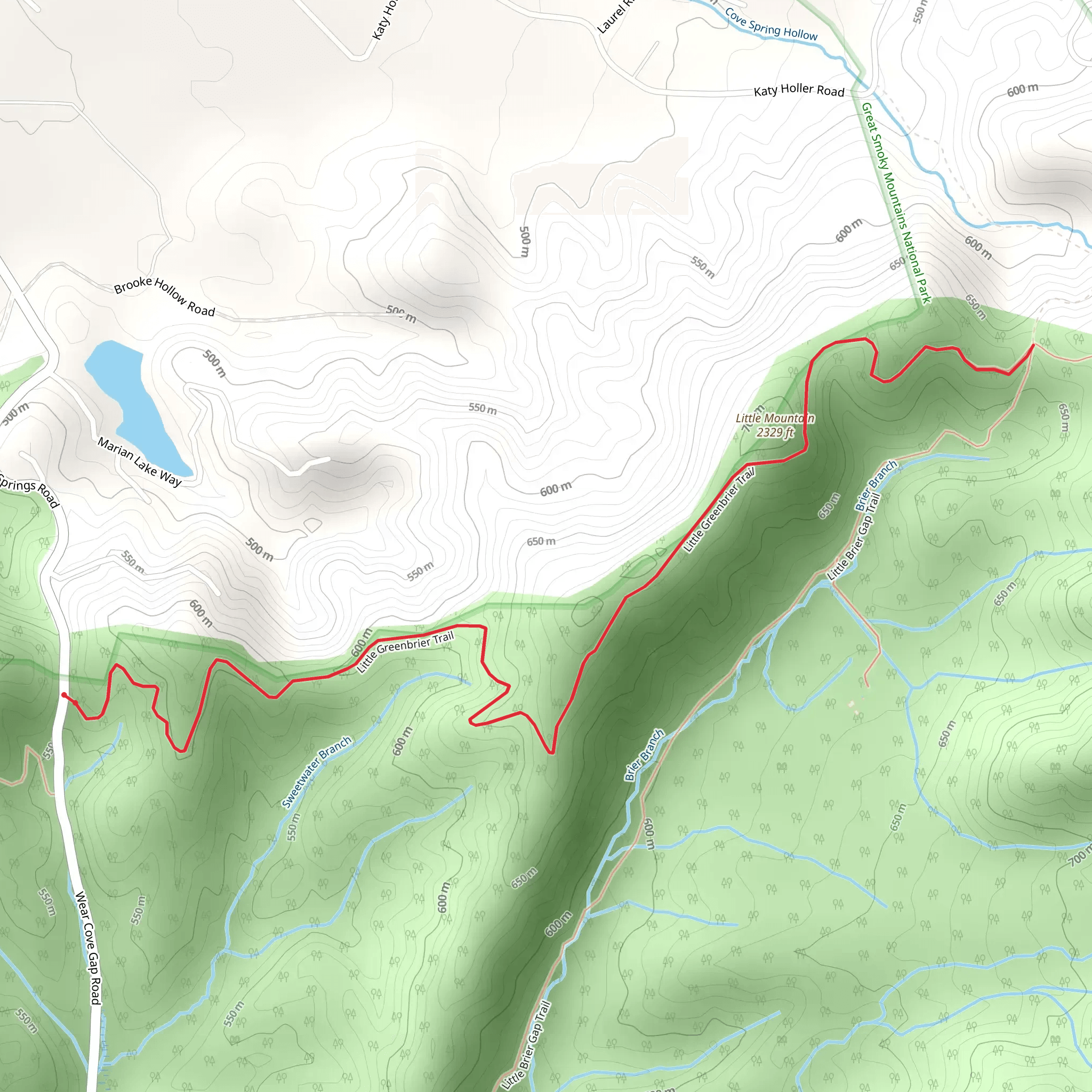 Little Mountain via Little Greenbrier Trail mobile static map