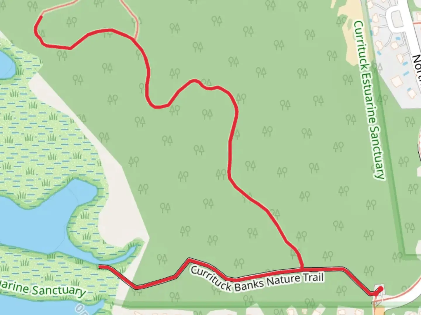 An image depicting the trail Currituck Banks Nature Trail and its surrounding area.