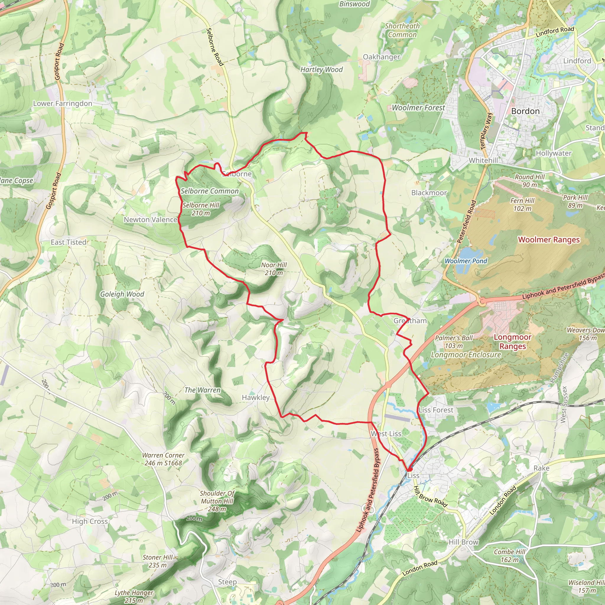 Liss, Greatham and Selborne Loop Walk mobile static map