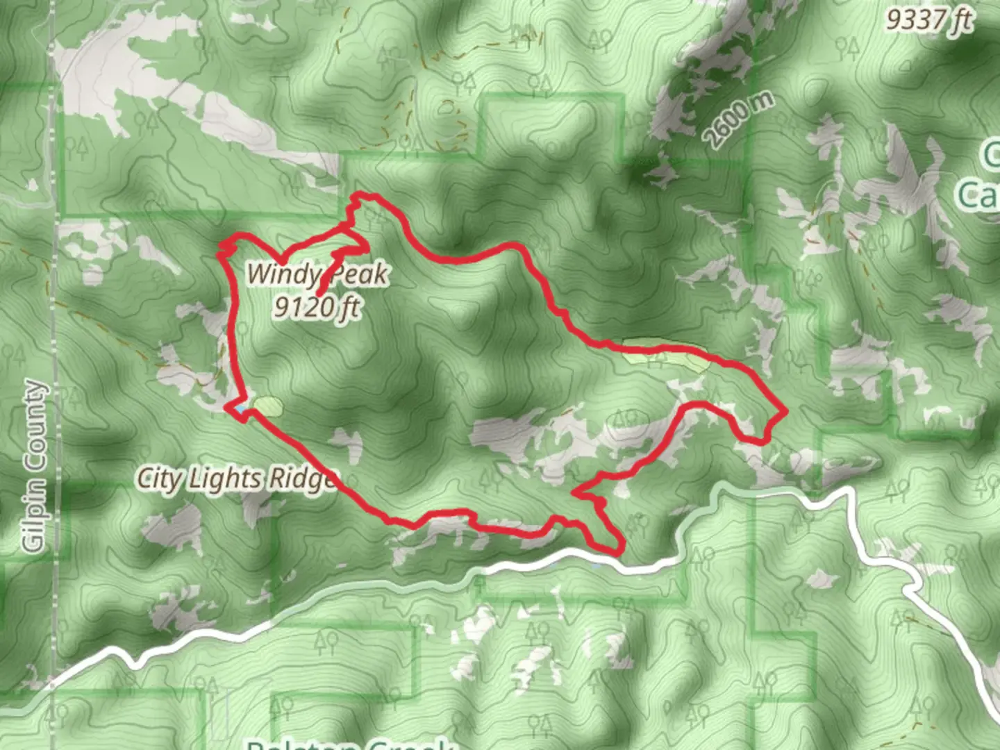 An image depicting the trail Windy Peak and Mountain Lion Loop Trail and its surrounding area.