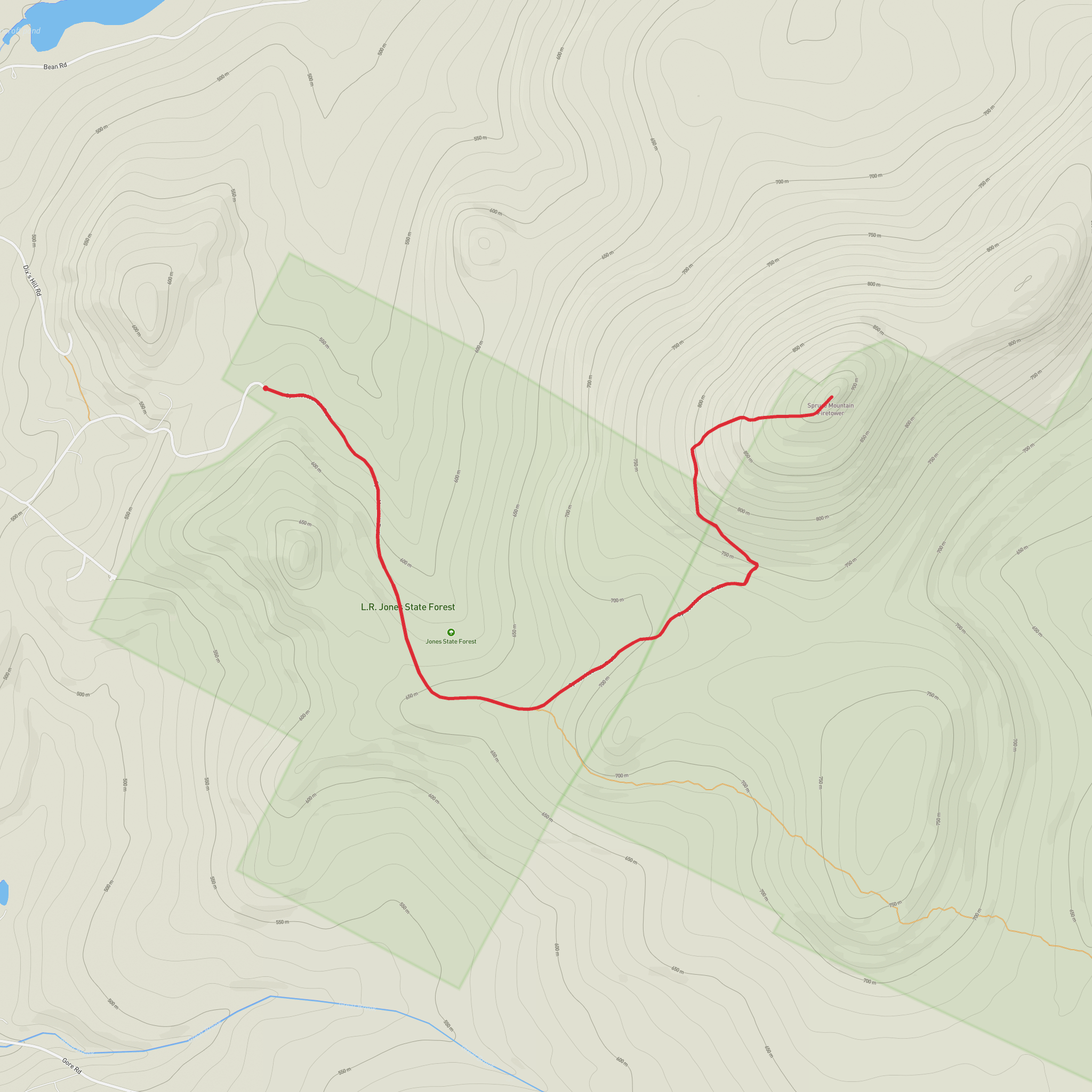 Spruce Mountain Trail mobile static map