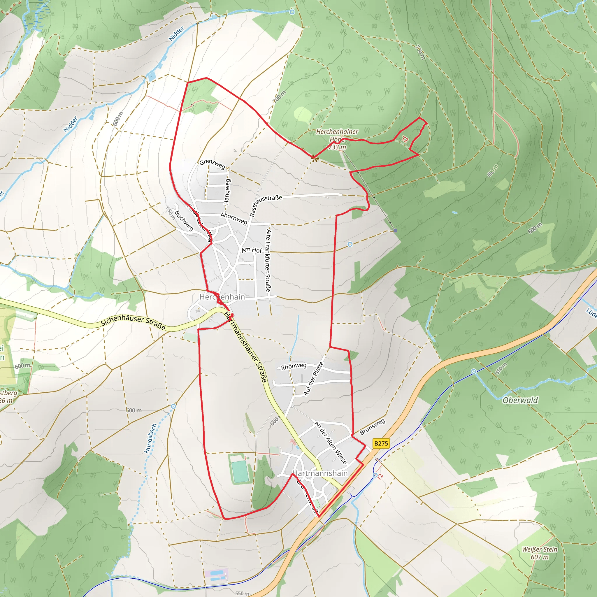 Herchenhainer via Bergmaehwiesen Pfad mobile static map