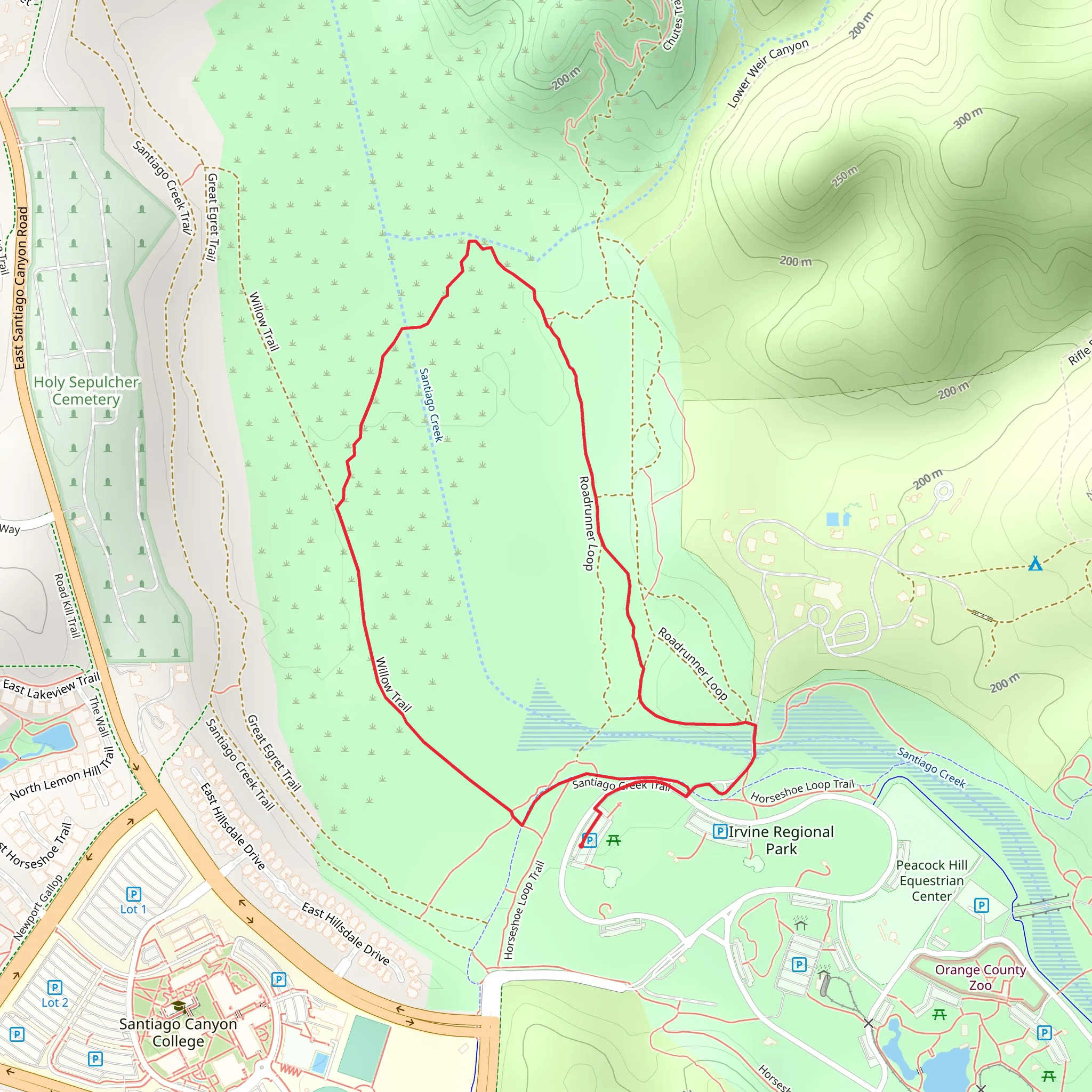 Santiago Creek Loop mobile static map