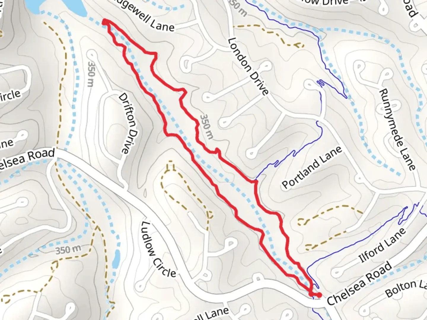 An image depicting the trail Tweety Bird Loop and its surrounding area.