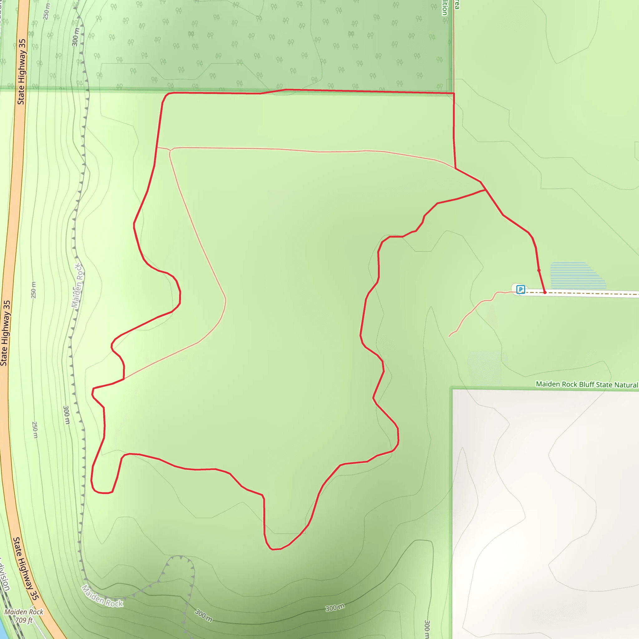 Maiden Rock Bluff State Natural Area Loop Trail mobile static map