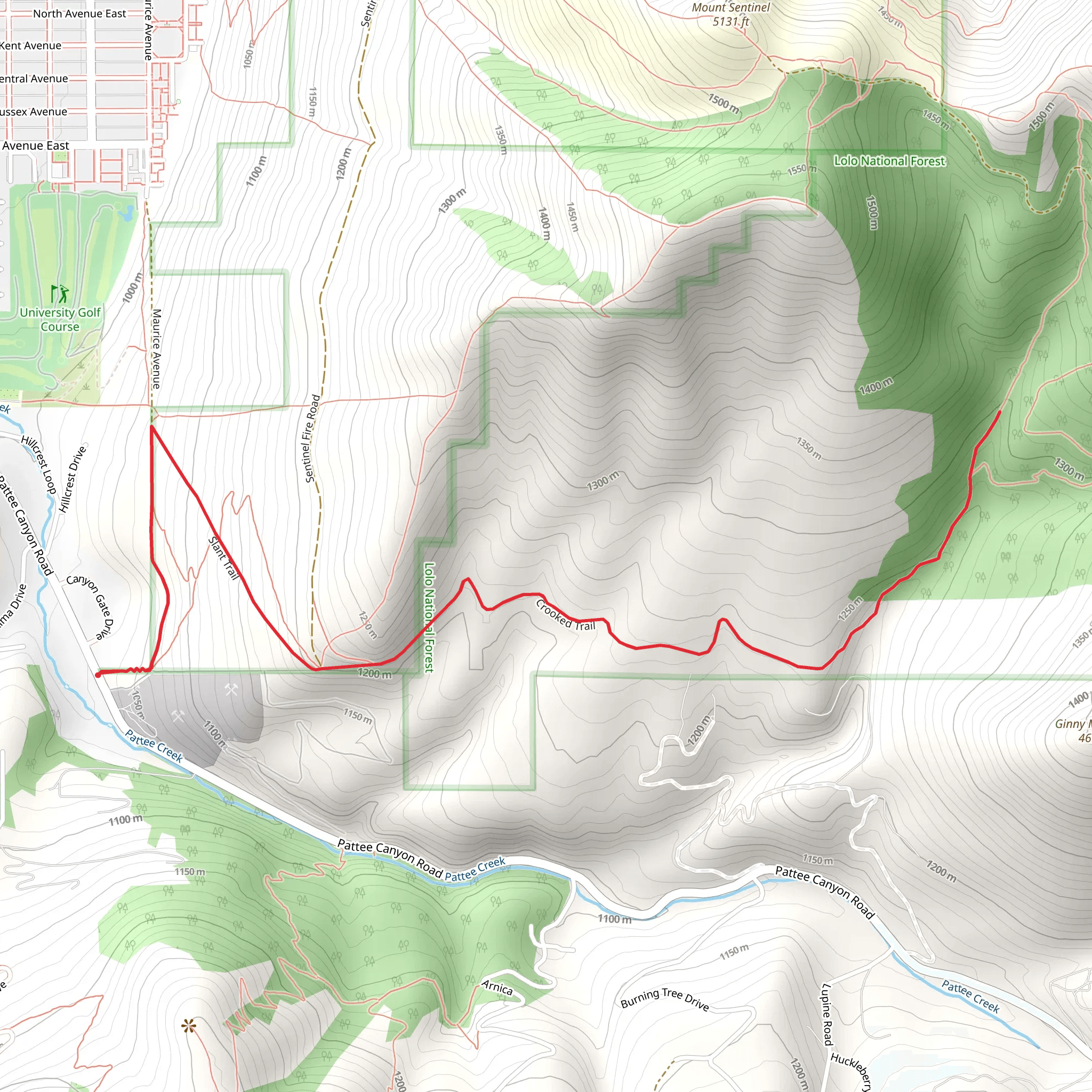Slant and Crooked Trail mobile static map