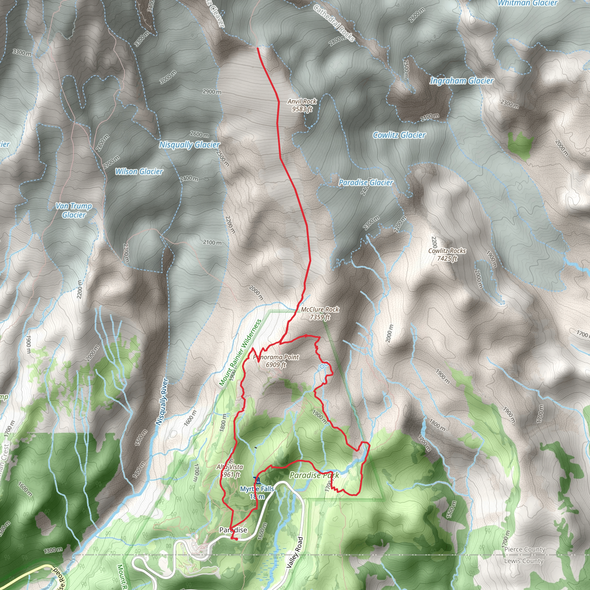 Pebble Creek Trail and Upper Skyline Trail mobile static map