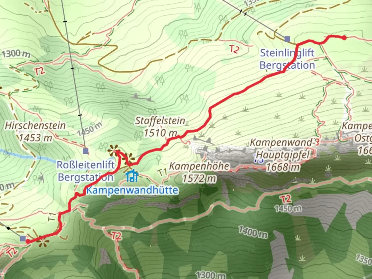 An image depicting the trail Andachtskreuz and Steinlingalm Walk and its surrounding area.