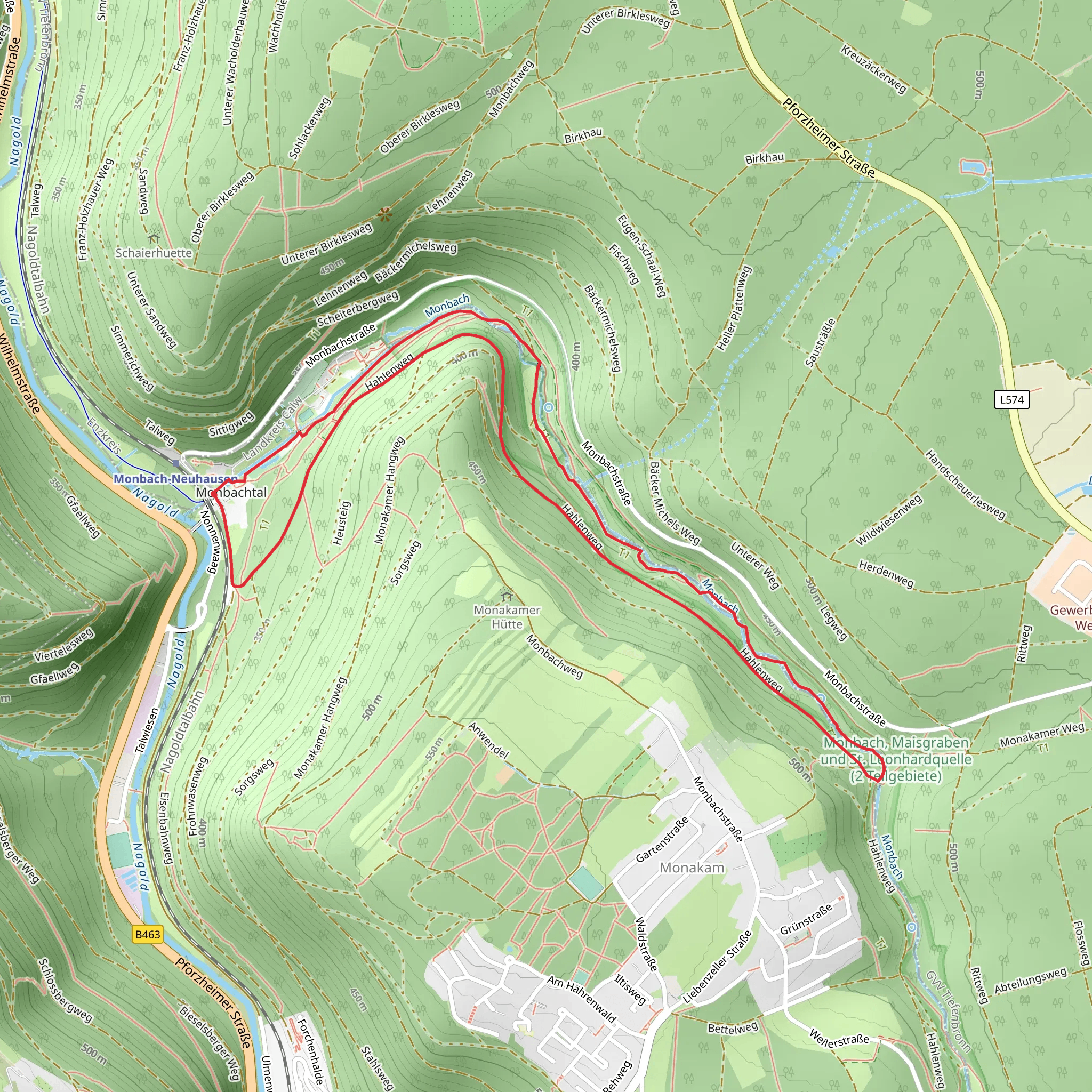 Ostweg and Monbachbruecke - Untere Monbachhalde mobile static map