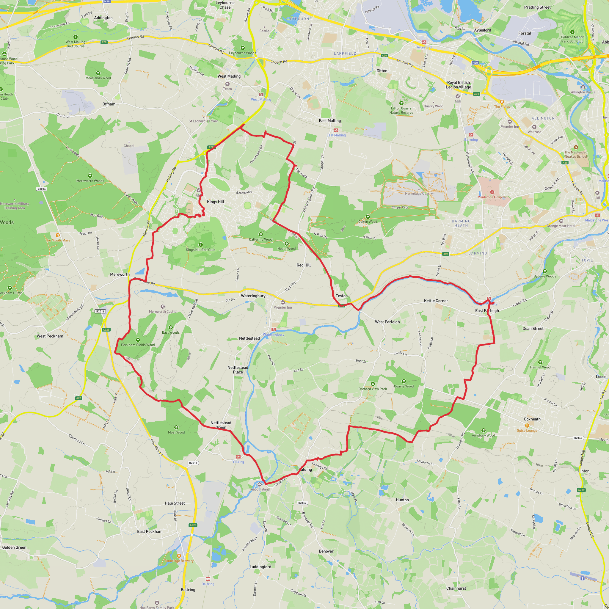 Hike from Kings Hill mobile static map