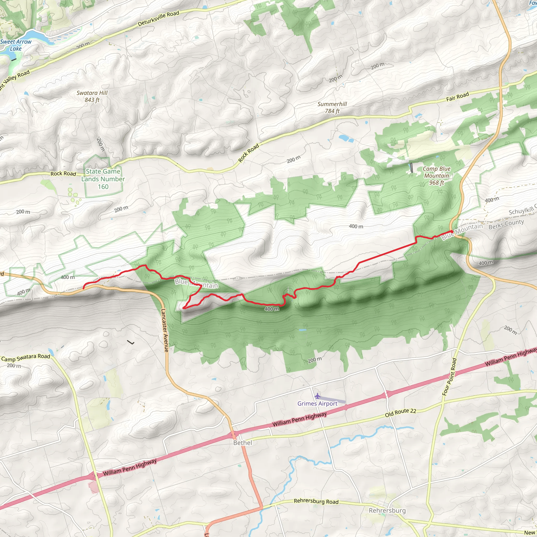 Round Head and Applebee Shelter via Appalachian Trail mobile static map