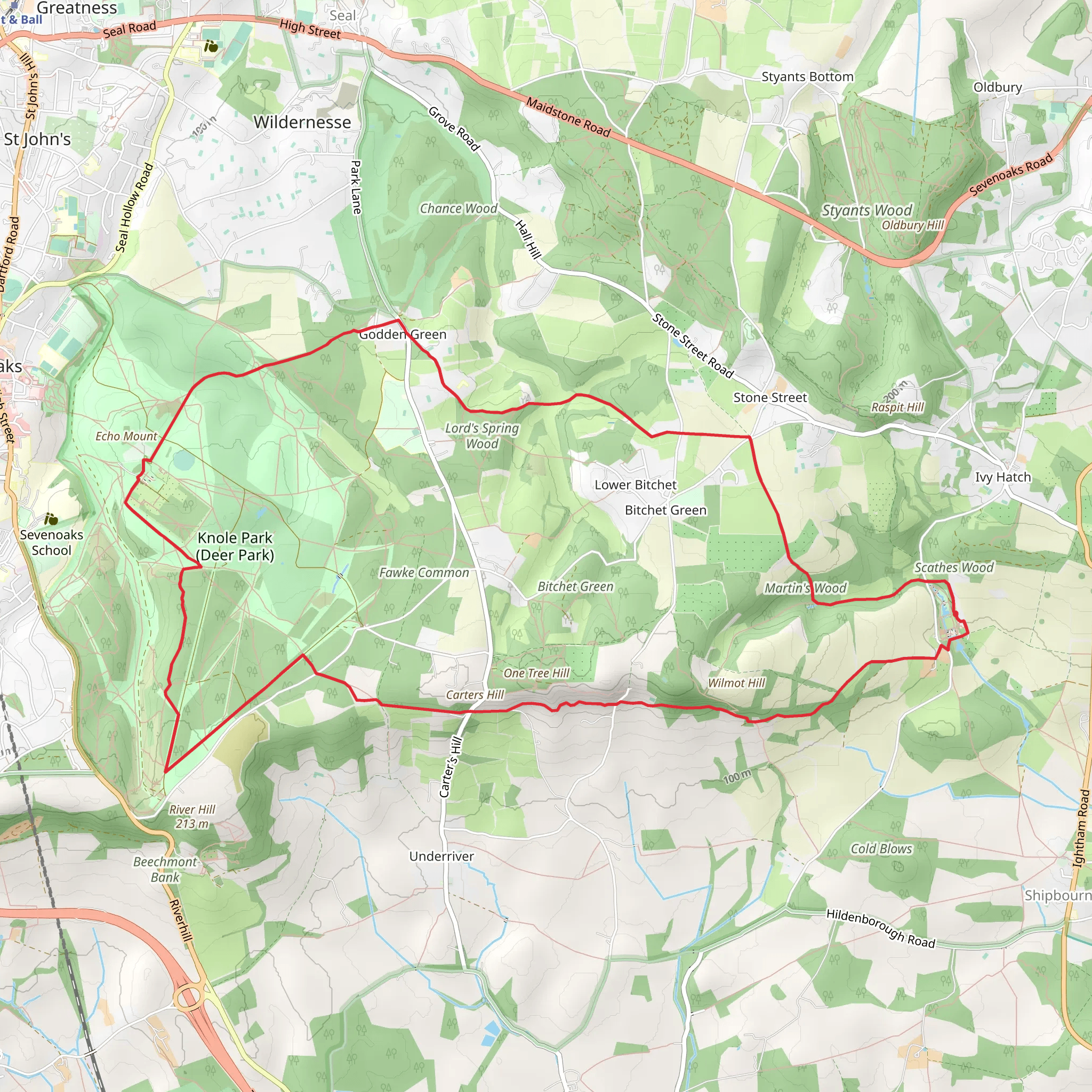 National Trust - Ightham Mote and Knole Loop mobile static map